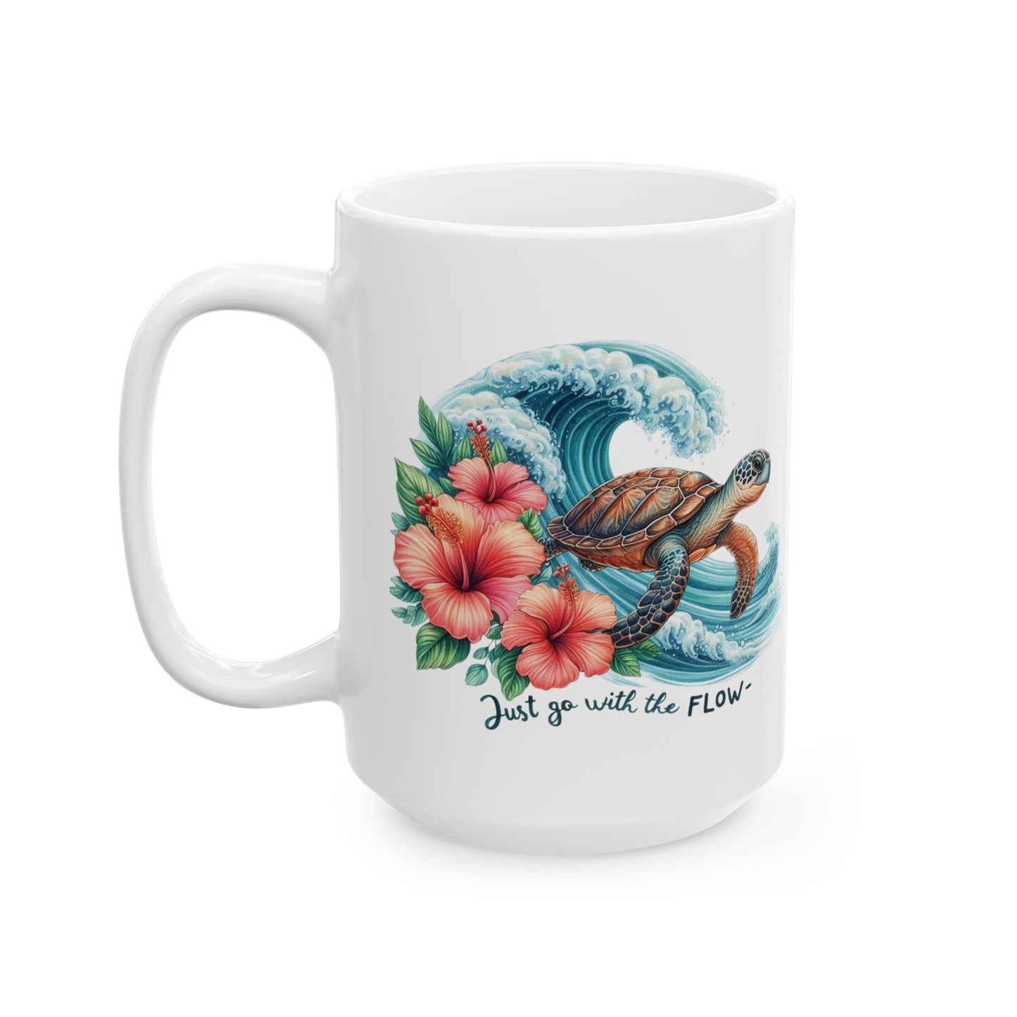 🌊 Just Go with the Flow – Beautiful Sea Turtle Coffee Mug for Ocean Lovers 🐢