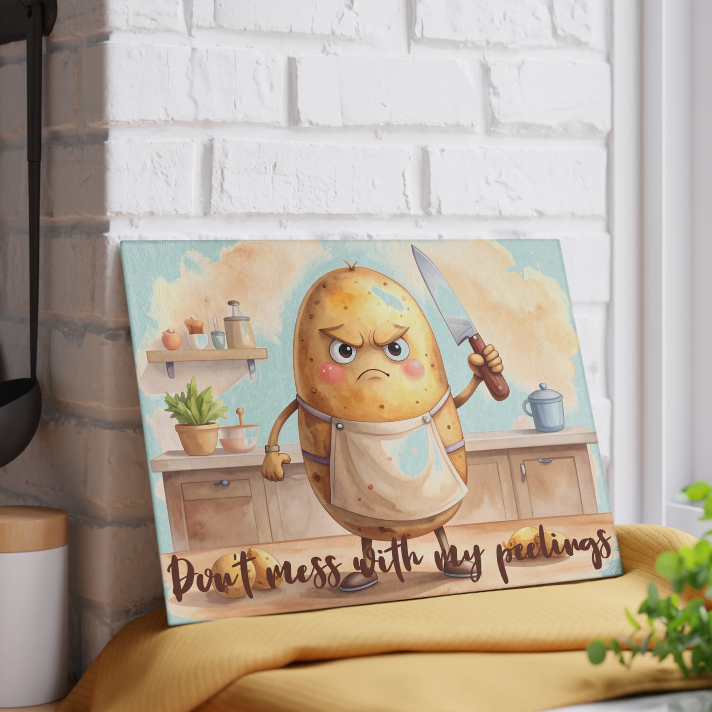 🥔 Don’t Mess With My Peelings – Funny Potato Cutting Board