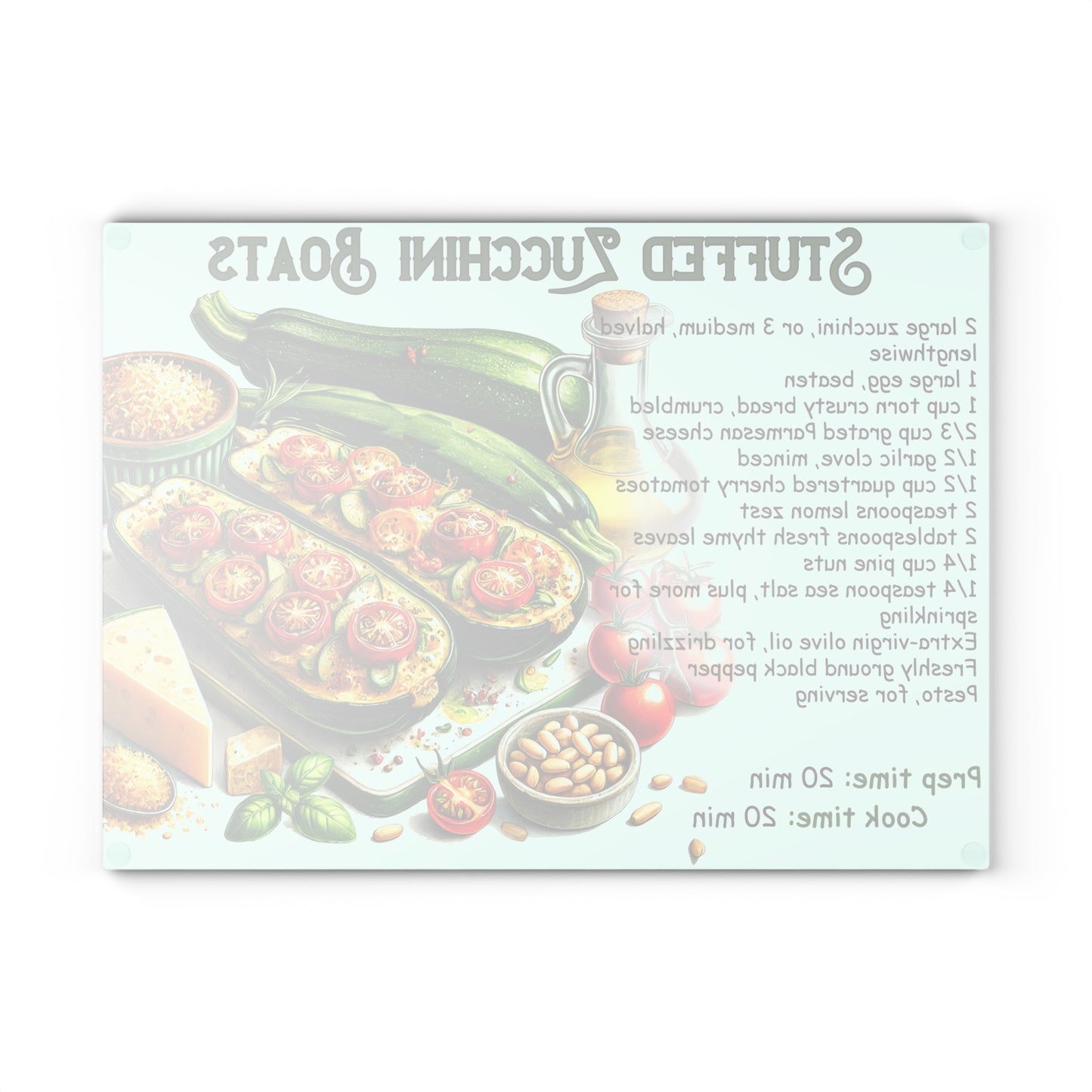 🥒 Stuffed Zucchini Boats – Fresh and Fun Kitchen Cutting Board