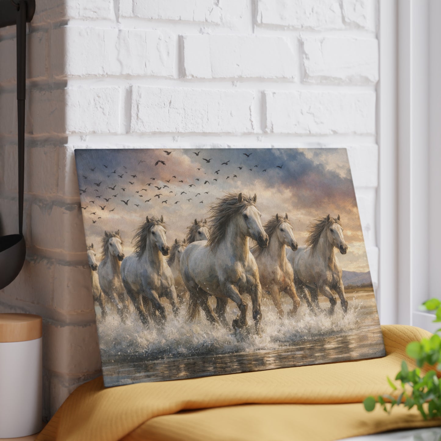 Running Wild Horses Glass Cutting Board – Western Horse Lover Farmhouse Kitchen Decor