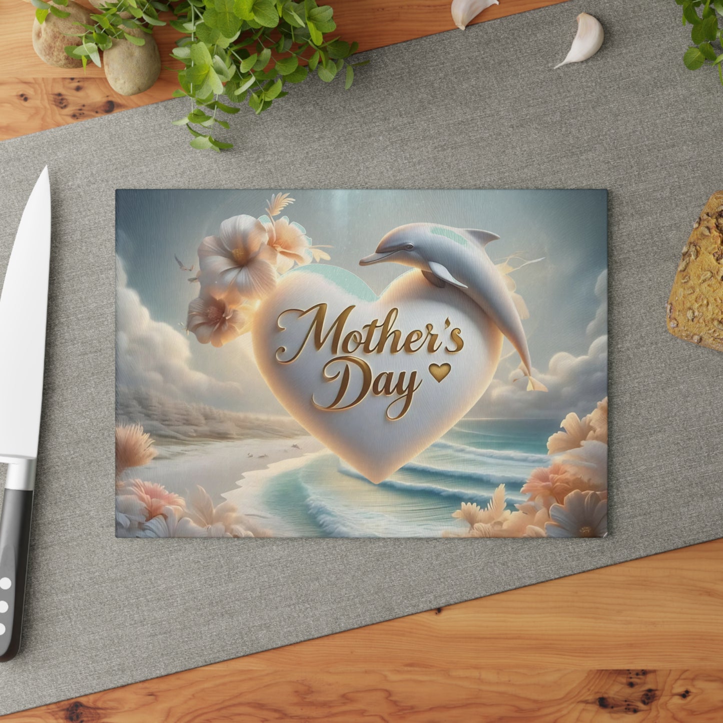 Dolphin Cutting Board, Vibrant Dolphin Scene Tempered Glass, Gift for Chef, Dolphin, Gifts for her, Wedding Housewarming Gift