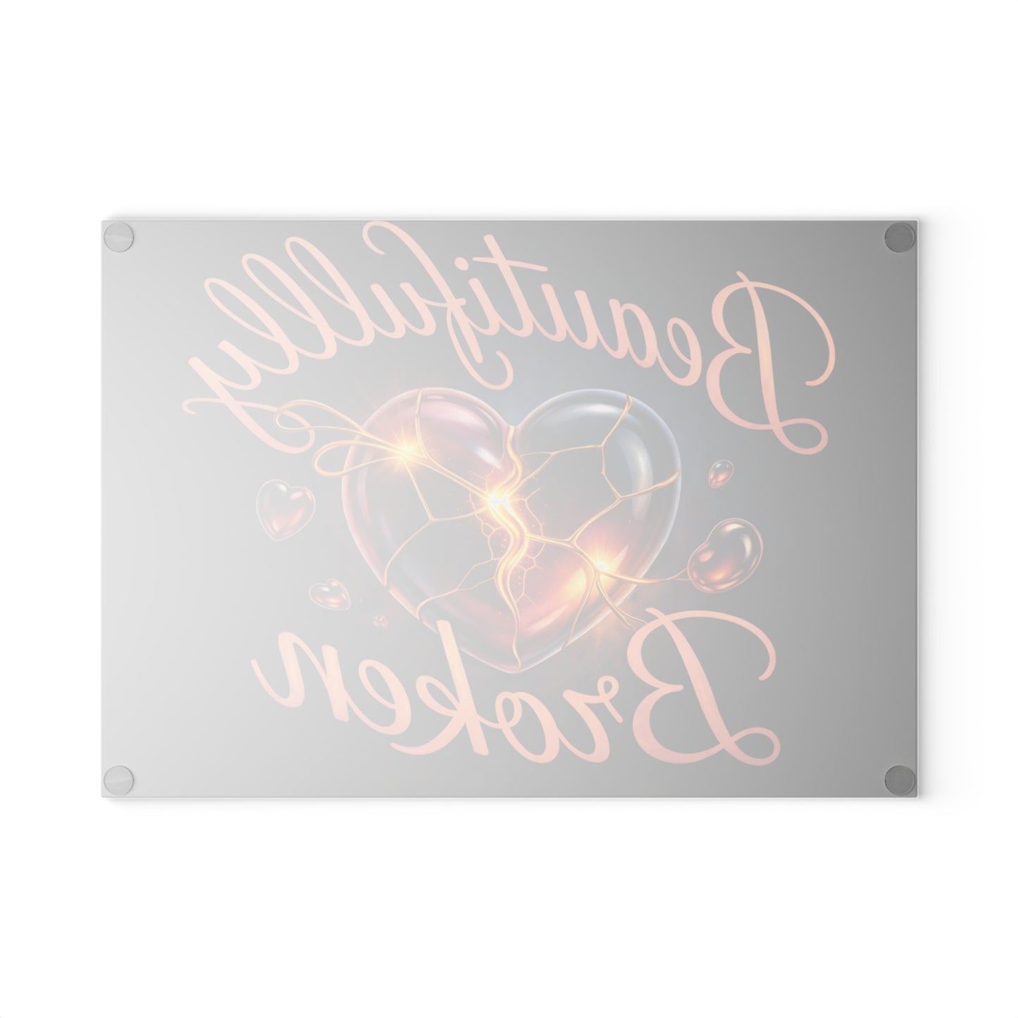Golden Heart Resilience Glass Cutting Board – Kintsugi-Inspired Love & Strength Kitchen Decor