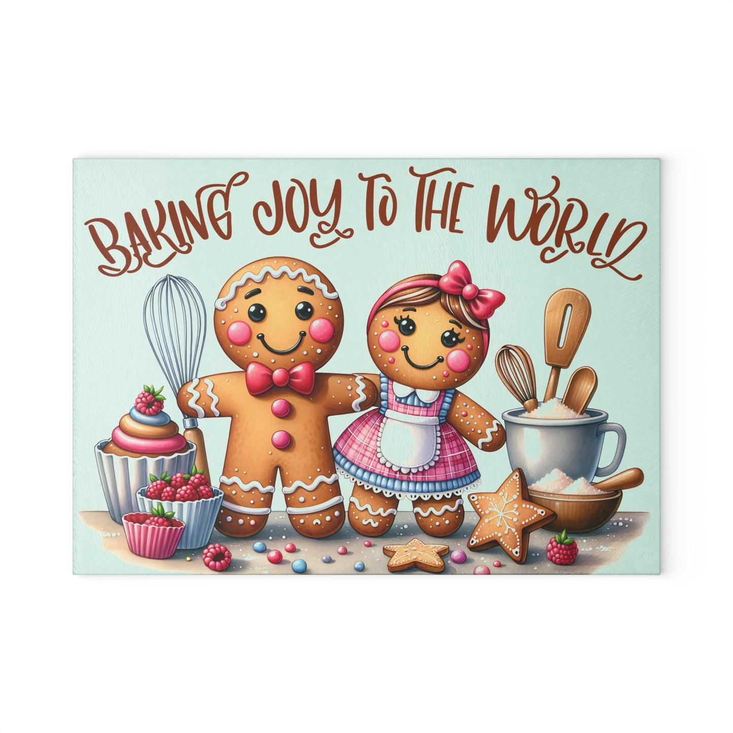 🍪🎄 Baking Joy to the World Gingerbread Couple Cutting Board 🎄🍪