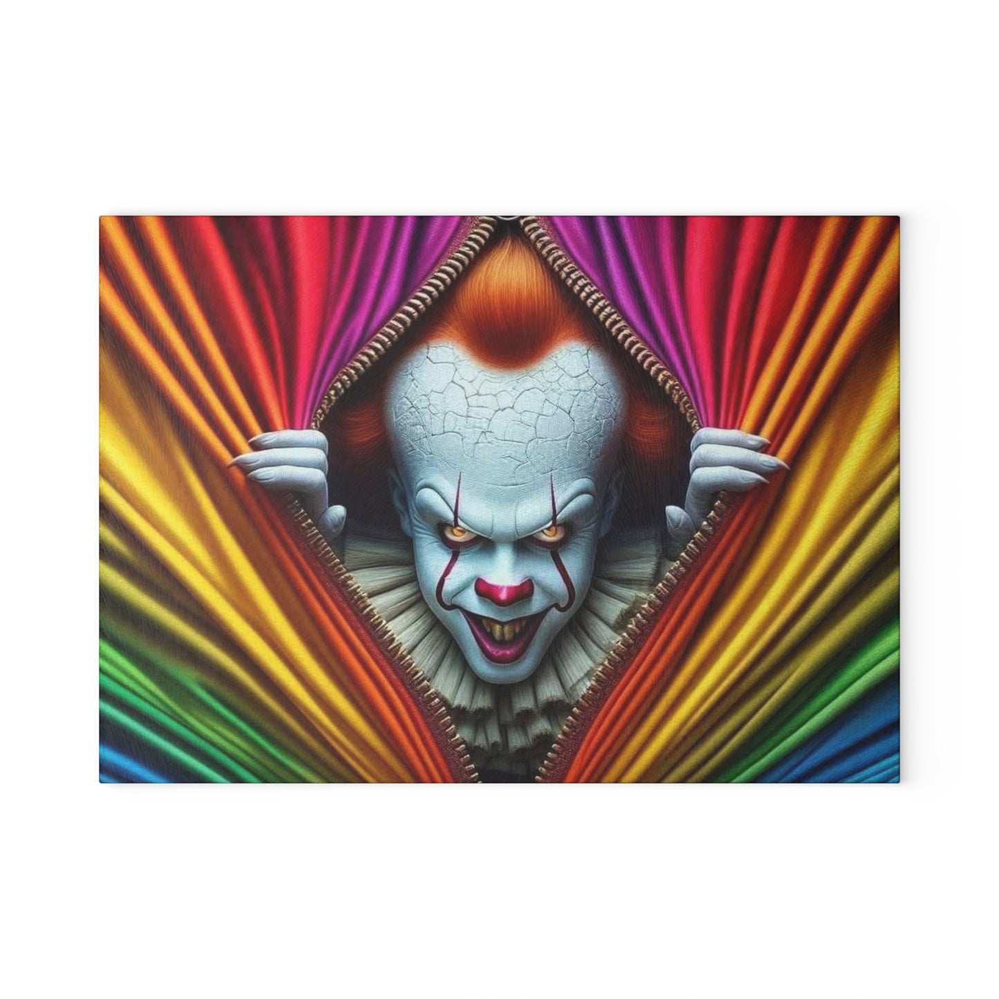 🎪 Rainbow Zipper Clown Cutting Board – A Bold Pop of Chaos for Your Kitchen