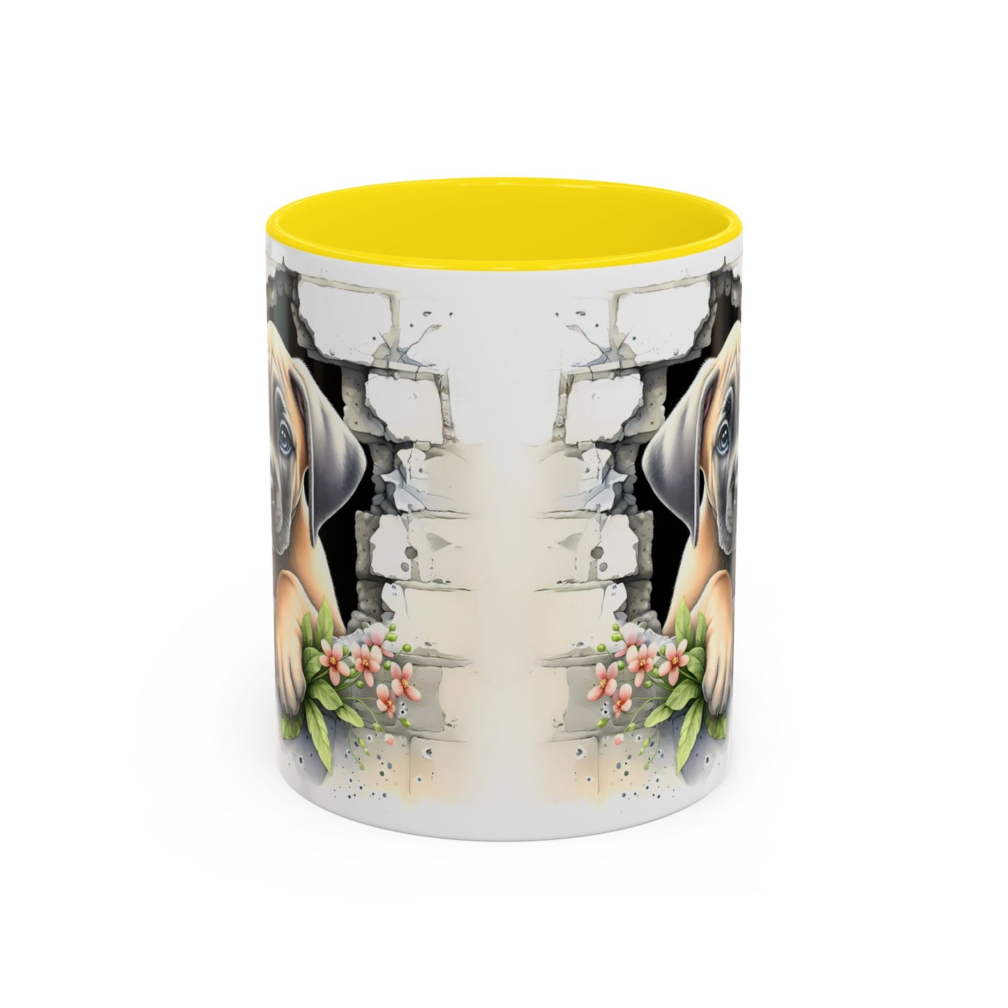 🐾 Great Dane Puppy Accent Mug – Sweet Peek-Through Puppy Design ☕💛