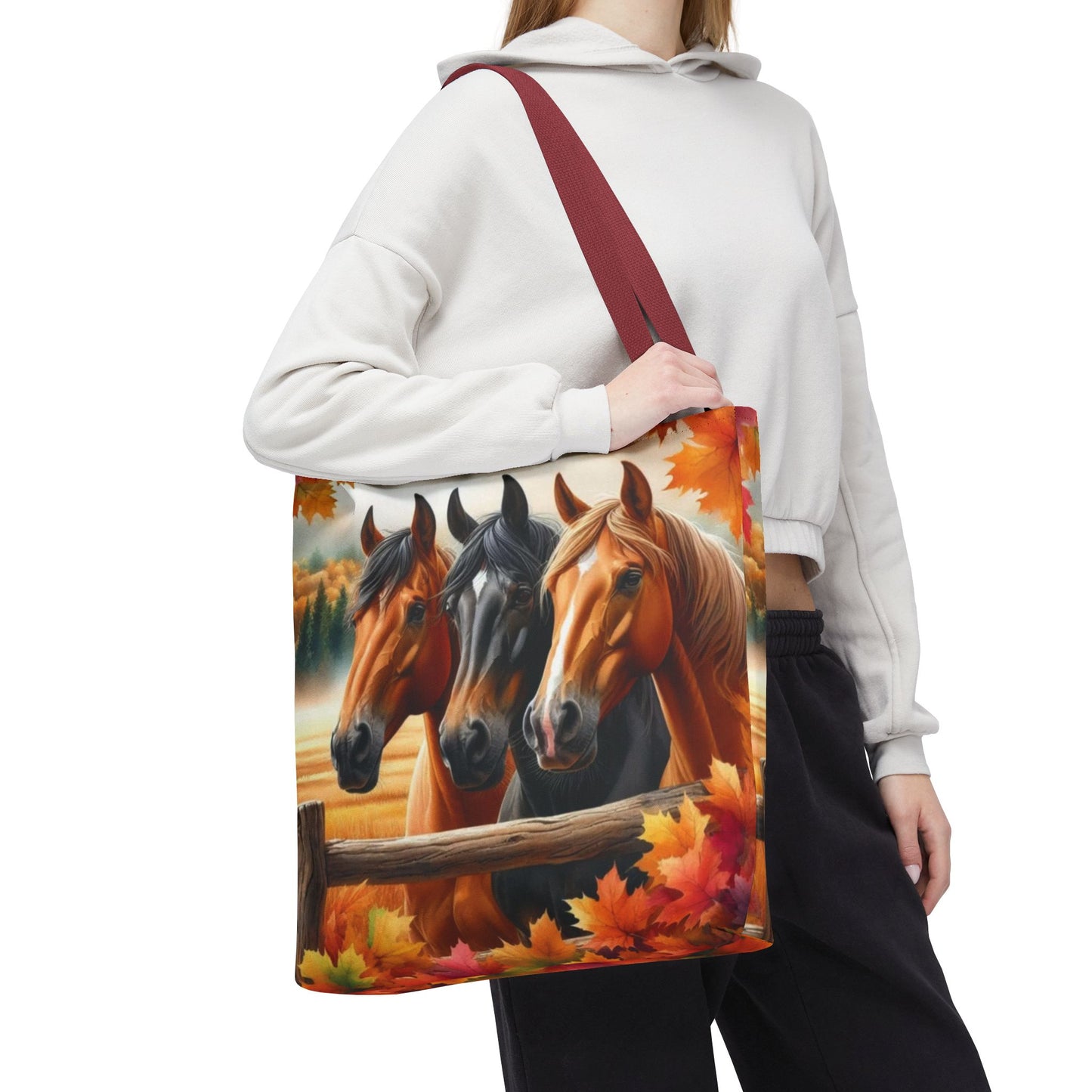 🐴 Autumn Horse Trio Tote Bag – Rustic, Stylish & Practical 🍂