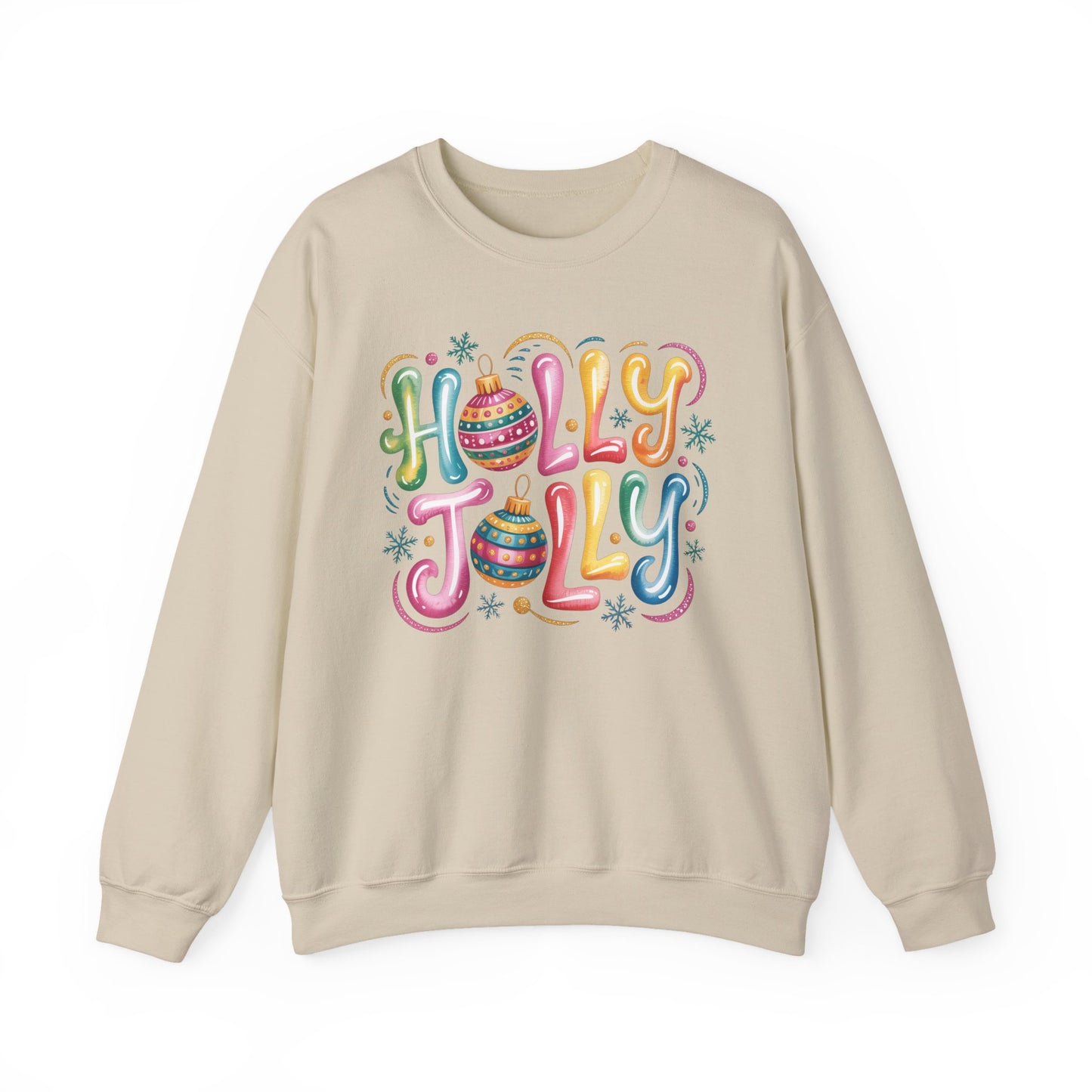 🎄✨ Holly Jolly Rainbow Ornament Christmas Sweatshirt – Festive & Fun Holiday Style 🌈🎁