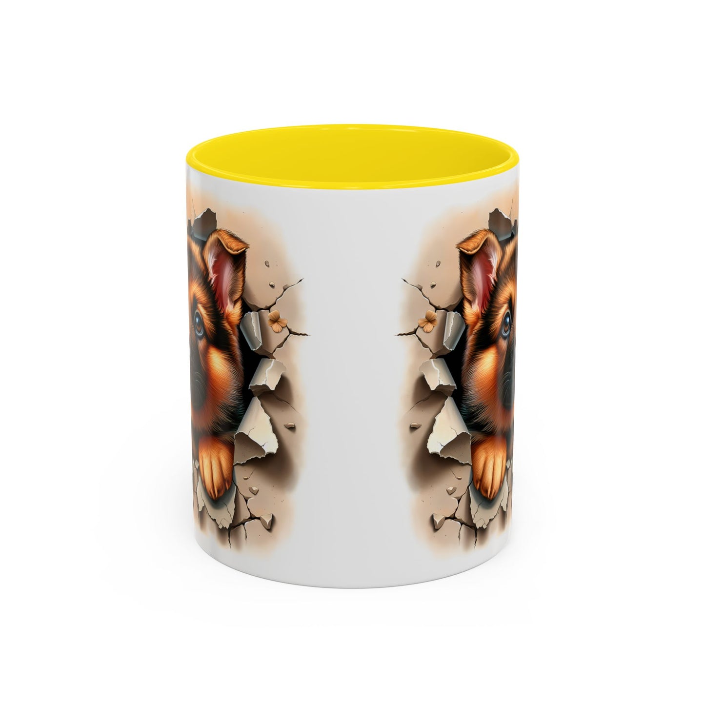 🐾☕ German Shepherd Puppy Peek Accent Mug – Loyal Pup Lover Gift ✨🖤