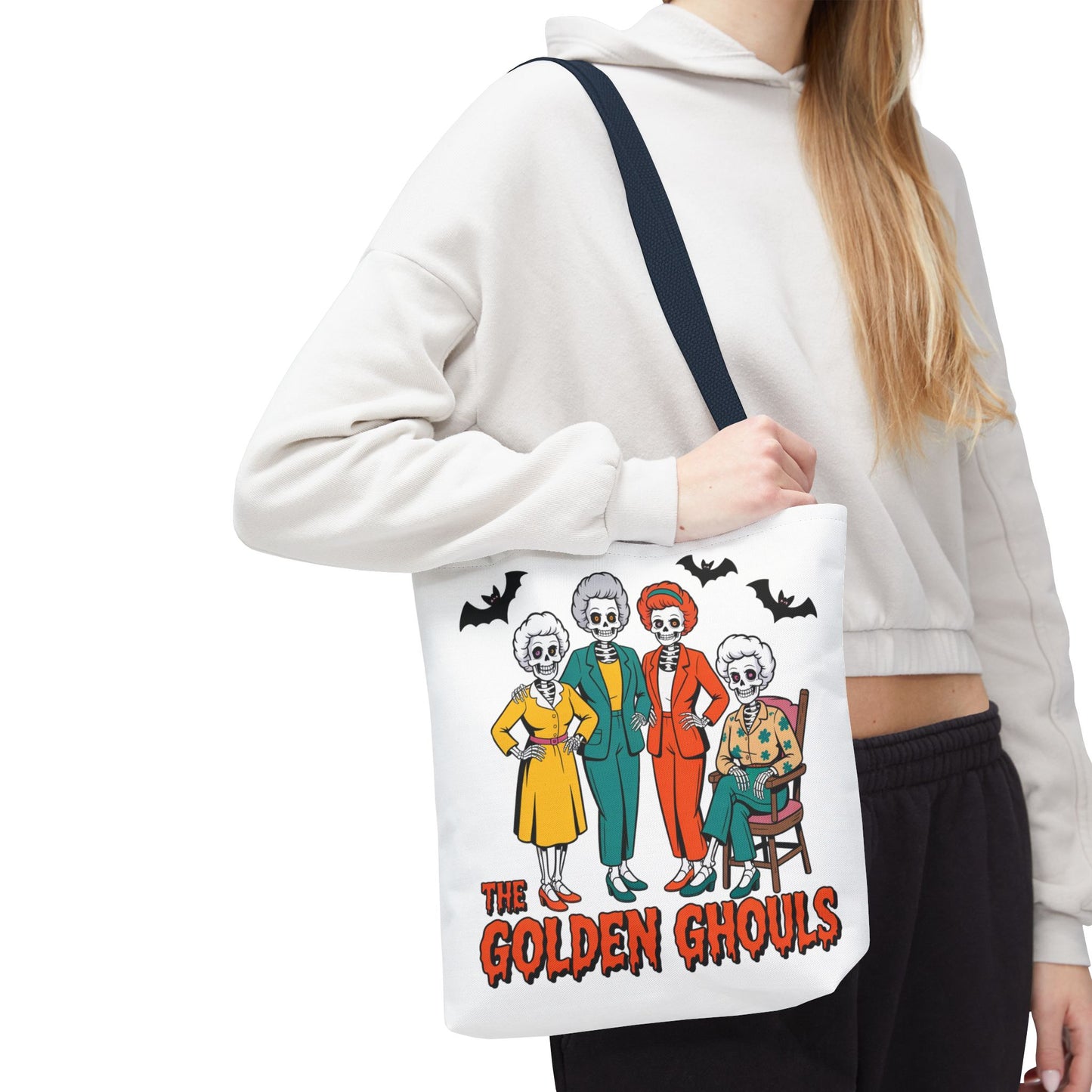 🖤 Retro Skeleton Squad Tote Bag – Spooky Chic Style for Halloween 👻👜