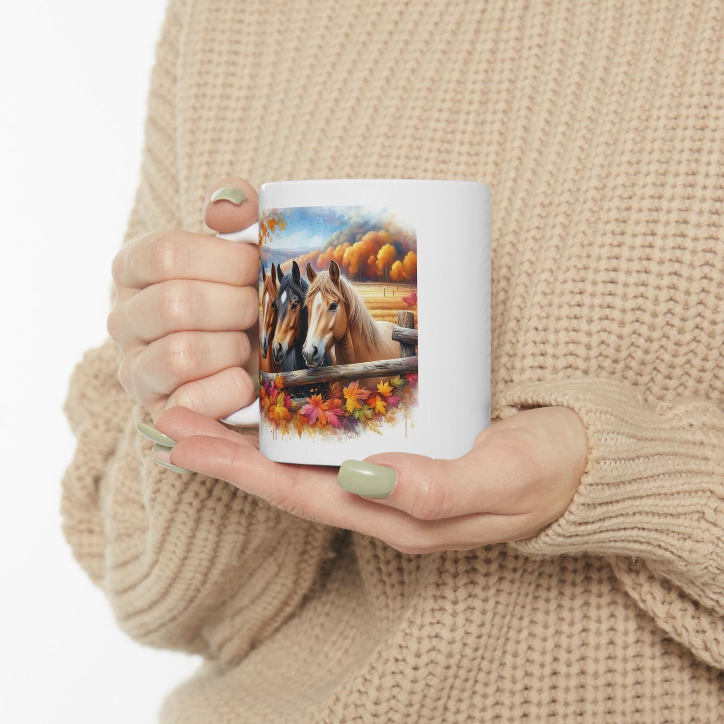 🐴🍂 Autumn Horses Mug – Fall Farm Coffee Cup with Rustic Charm ☕🍁