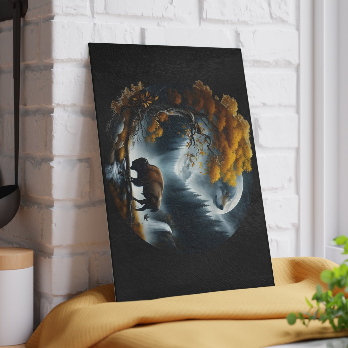🌌 Mystic Bison Moonlight Cutting Board – Wilderness Spirit for Your Kitchen 🦬