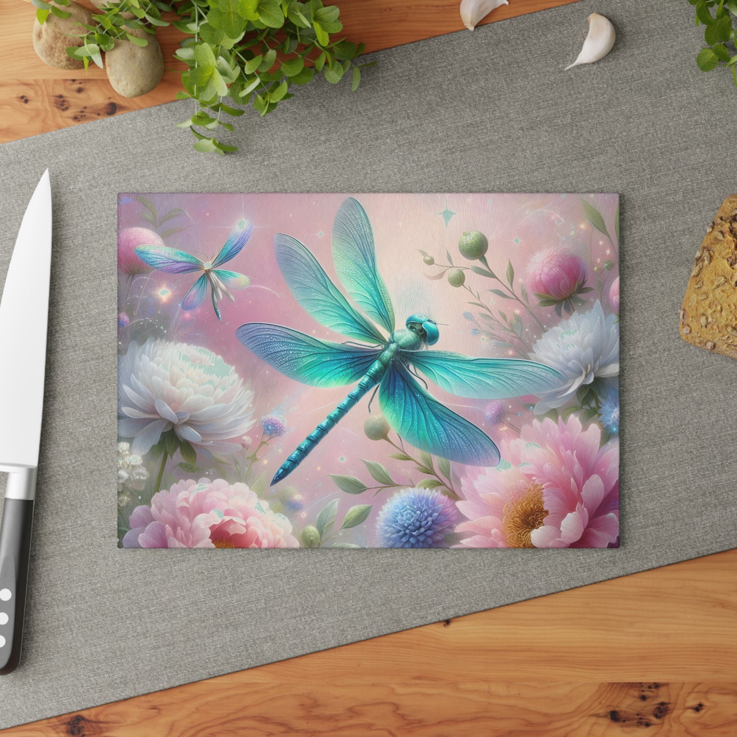 🦋 Dragonfly Garden Cutting Board – Whimsical Beauty for Your Kitchen 🌸