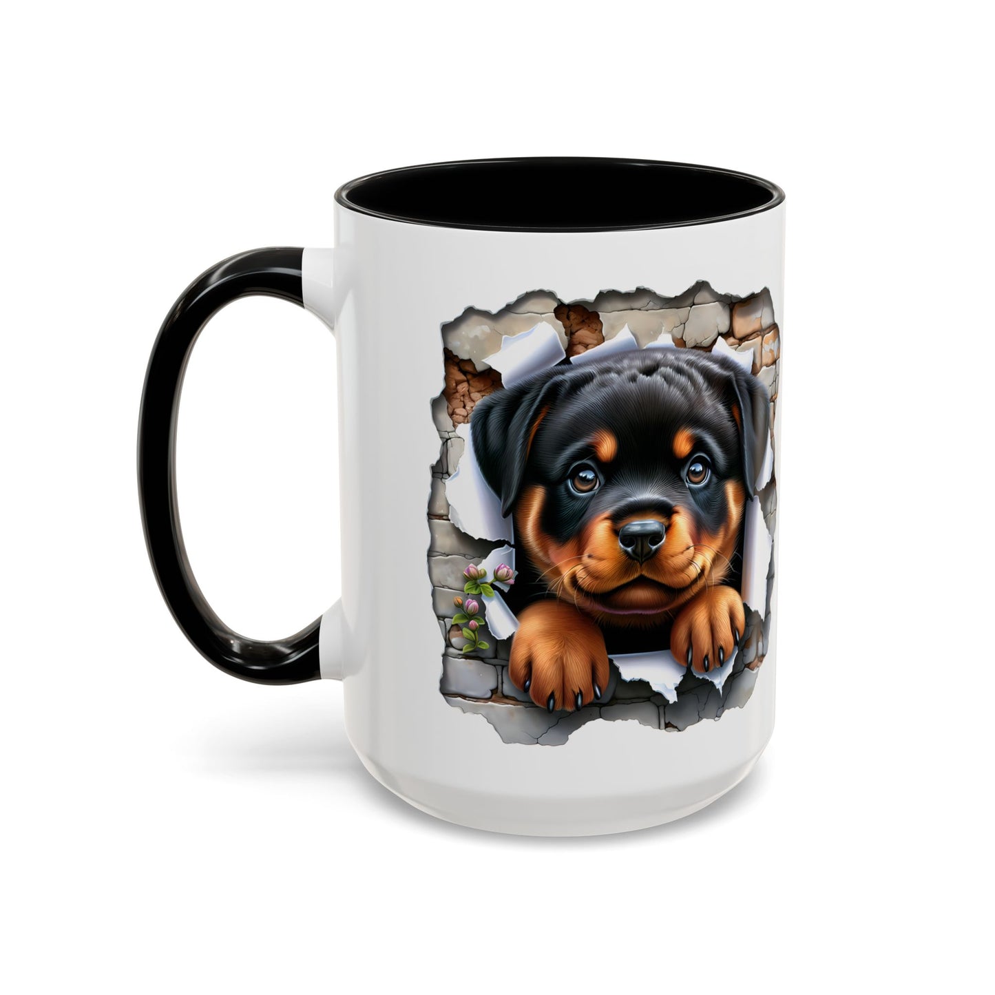 🐾☕ Rottweiler Puppy Accent Mug – Sweet Breakthrough Pup Design ✨
