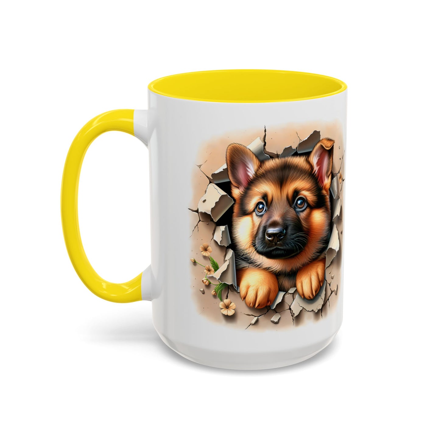 🐾☕ German Shepherd Puppy Peek Accent Mug – Loyal Pup Lover Gift ✨🖤