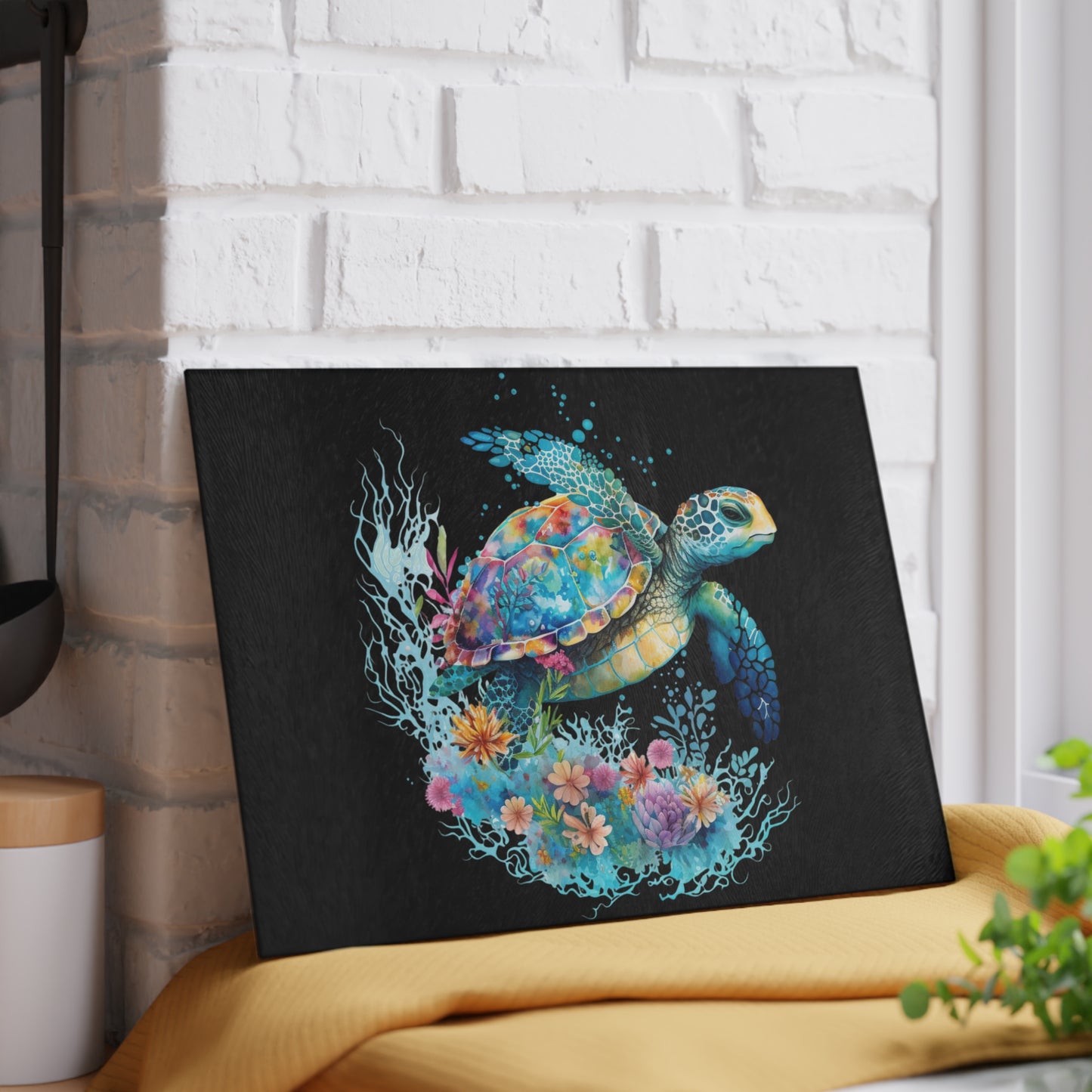 Sea Turtle Glass Cutting Board | Coastal Ocean Vibes Kitchen Decor