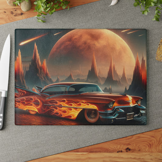 🔥 Retro Flame Classic Car Cutting Board – Bold Style for Kitchen & Garage Lovers 🚗