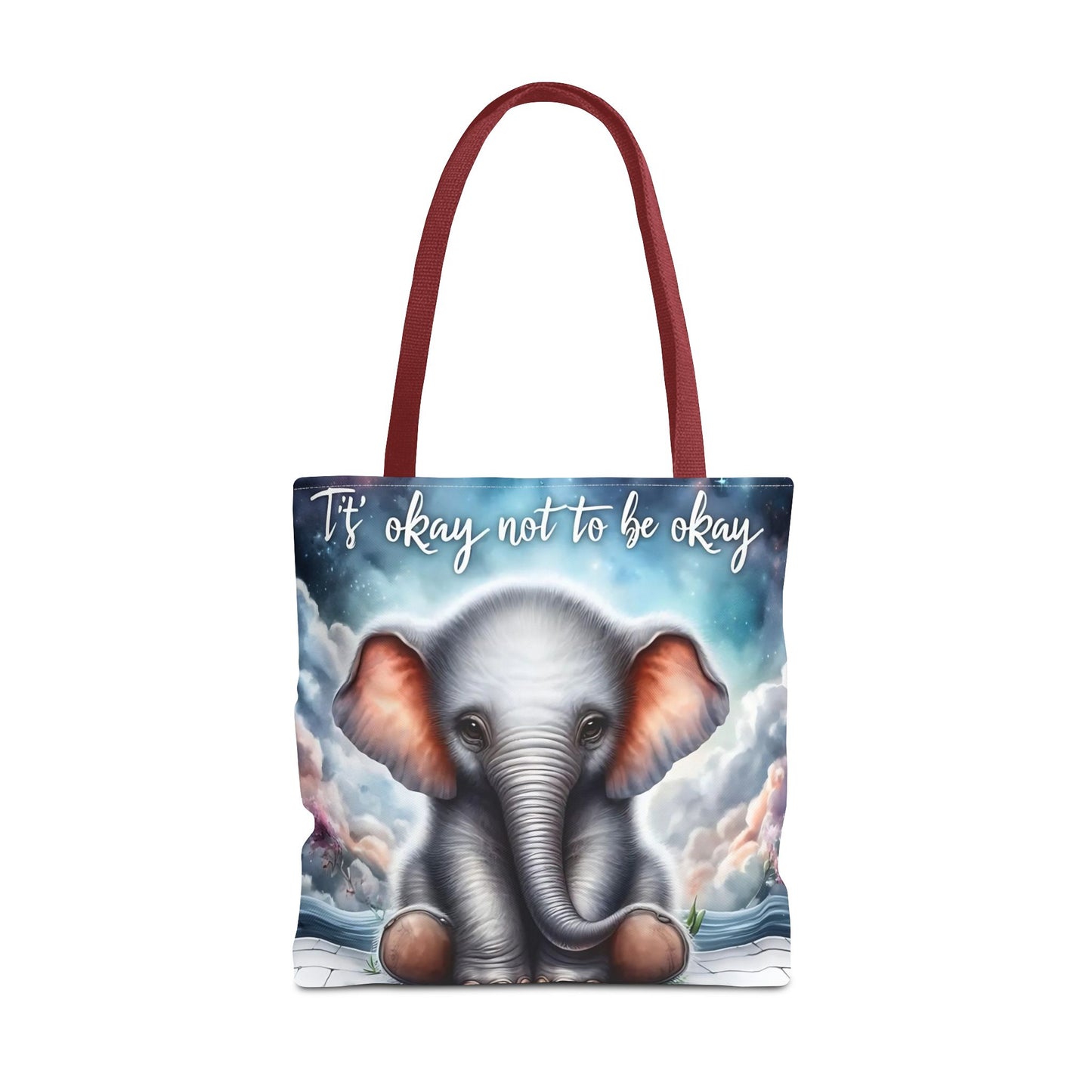 Bolsa de mano con elefante “Está bien no estar bien”: un suave recordatorio con un diseño delicado y caprichoso.