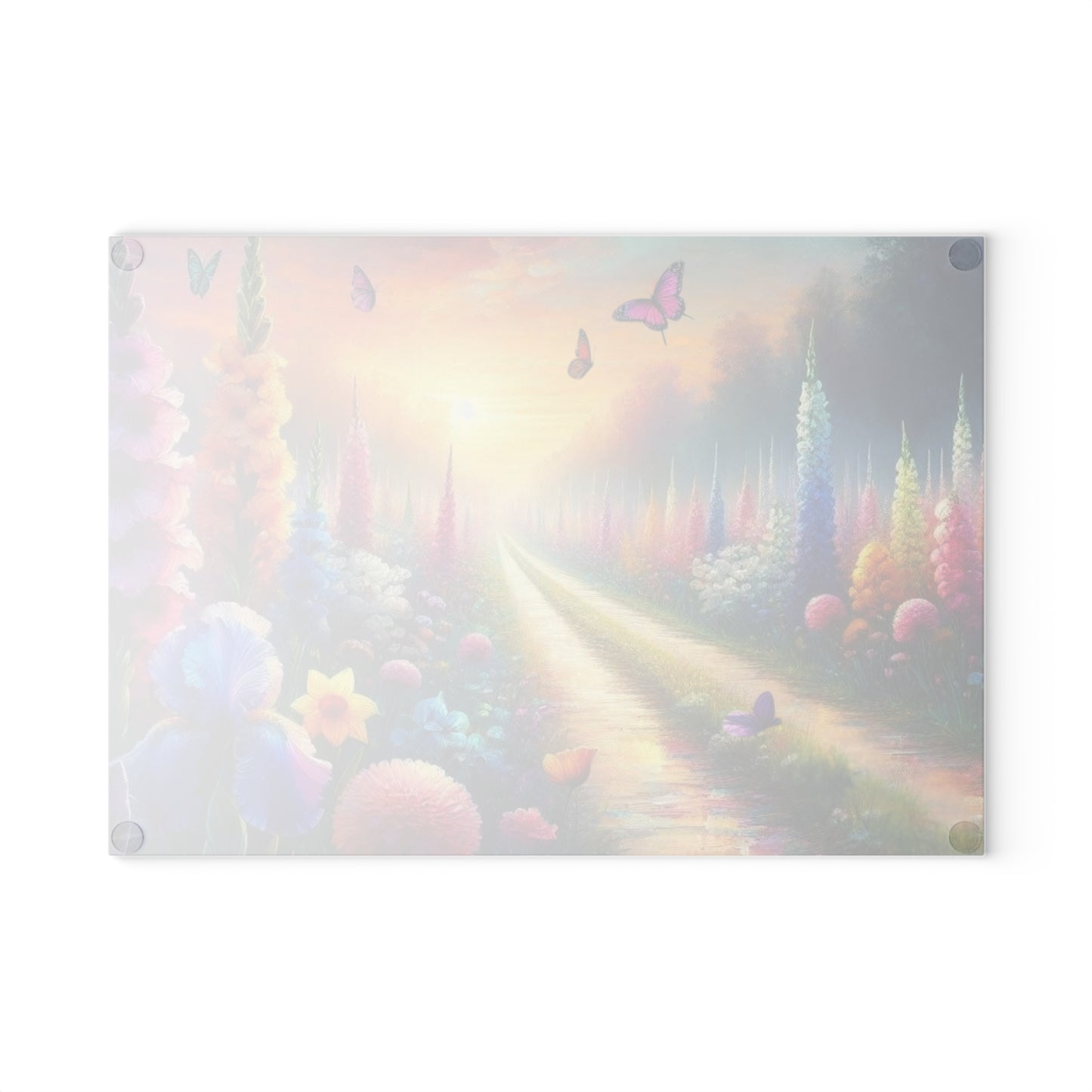 Flores silvestres, tabla de cortar de vidrio templado, tabla de charcutería, bandeja para servir, tabla de jalá, decoración de cocina, arte funcional de cocina, único