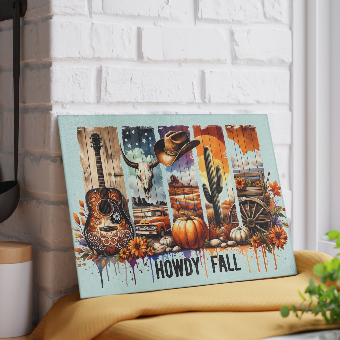 🍂🎸 Howdy Fall Cutting Board – Rustic Western Charm for Your Autumn Kitchen 🤠🌻