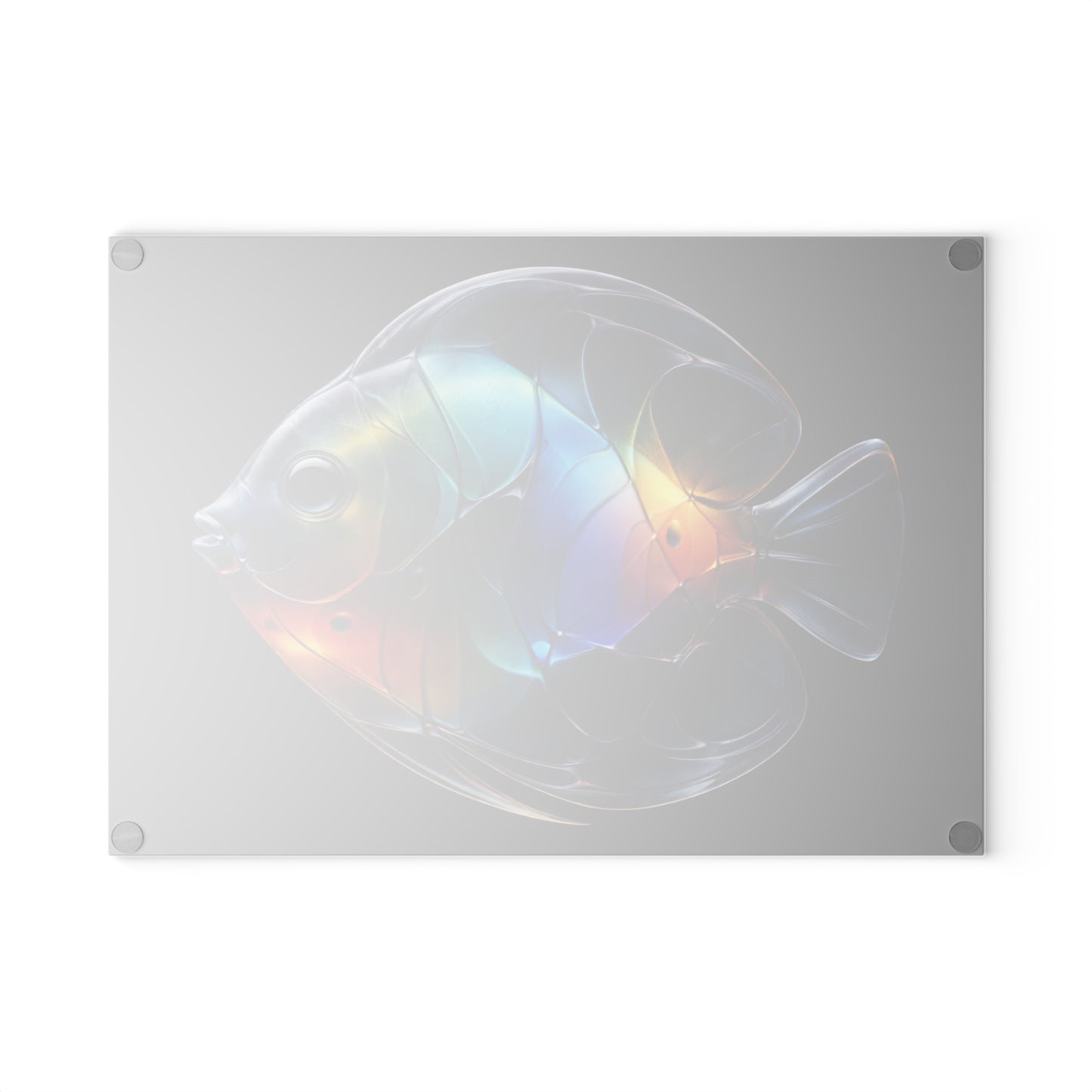 Rainbow Glow Glass Cutting Board – Stunning Discus Fish Artwork