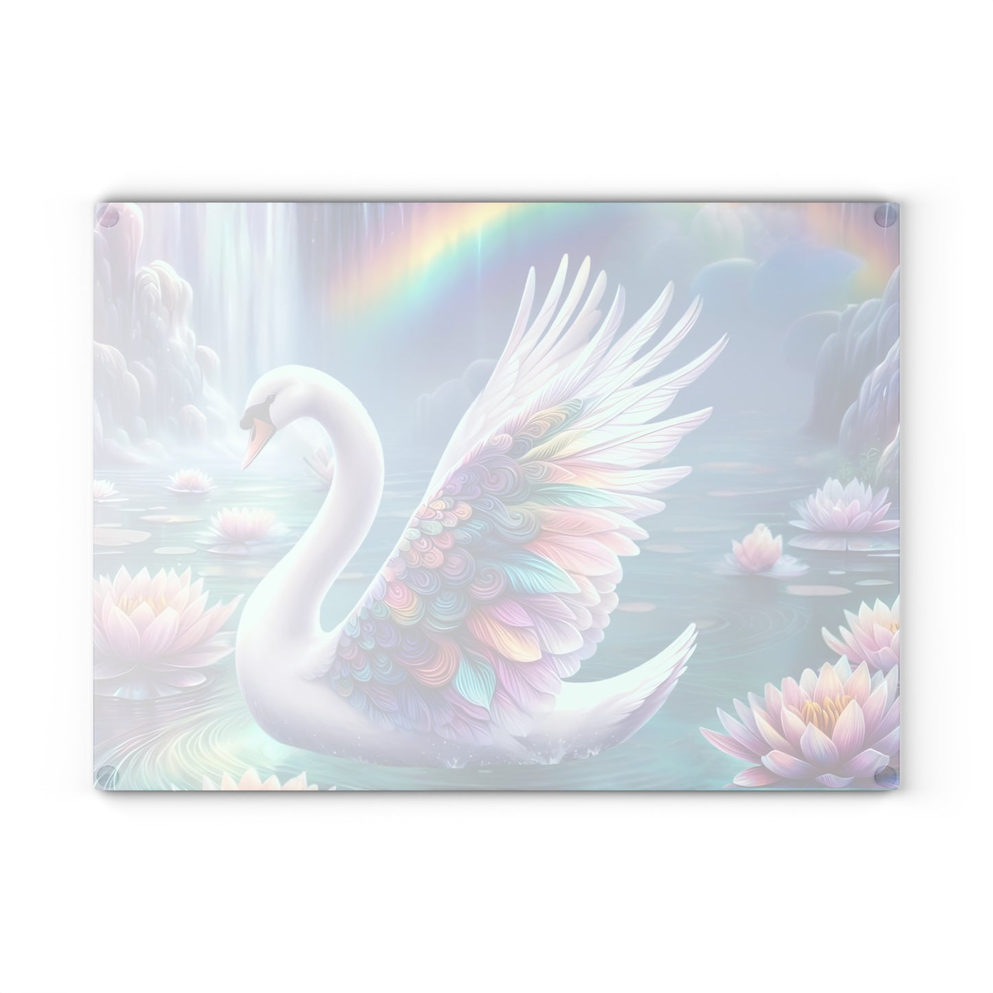 Swan Glass Cutting Board – Elegant Kitchen Decor | Tempered Glass Serving Board with Graceful Bird Design