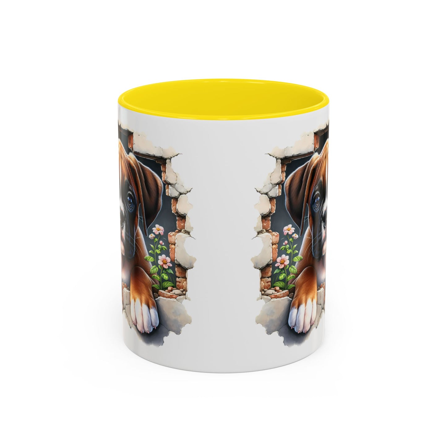 🐶☕ Boxer Puppy Peek Accent Mug – Adorable Dog Lover Gift ✨💛