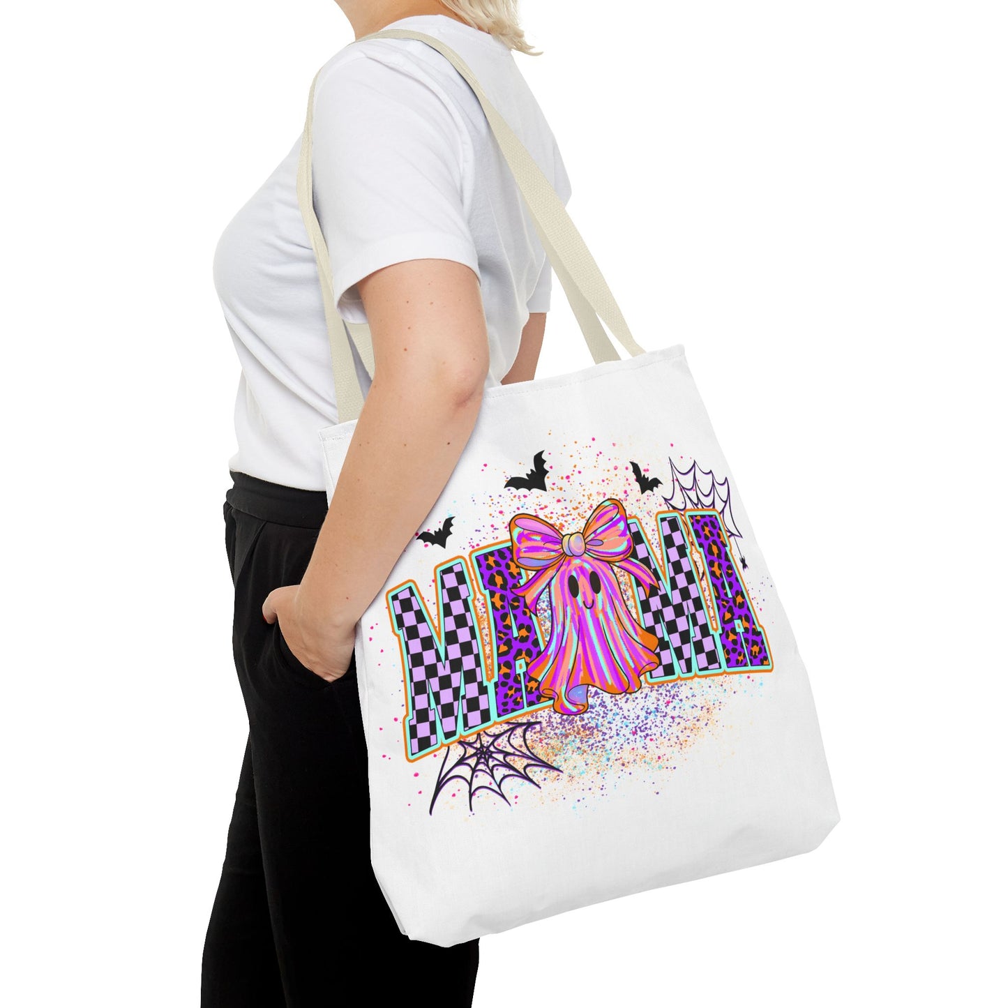 🎃 Colorful Mama Ghost Halloween Tote Bag – Spooky Fun with a Pop of Color 👻👜