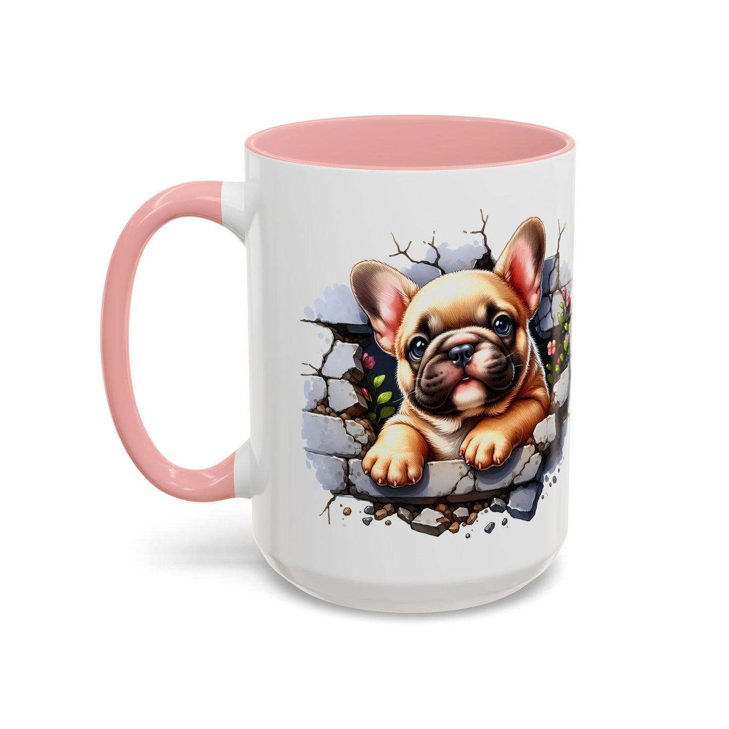 🐾☕ Tan French Bulldog Puppy Accent Mug – Sweet Peek-Through Pup Design ✨