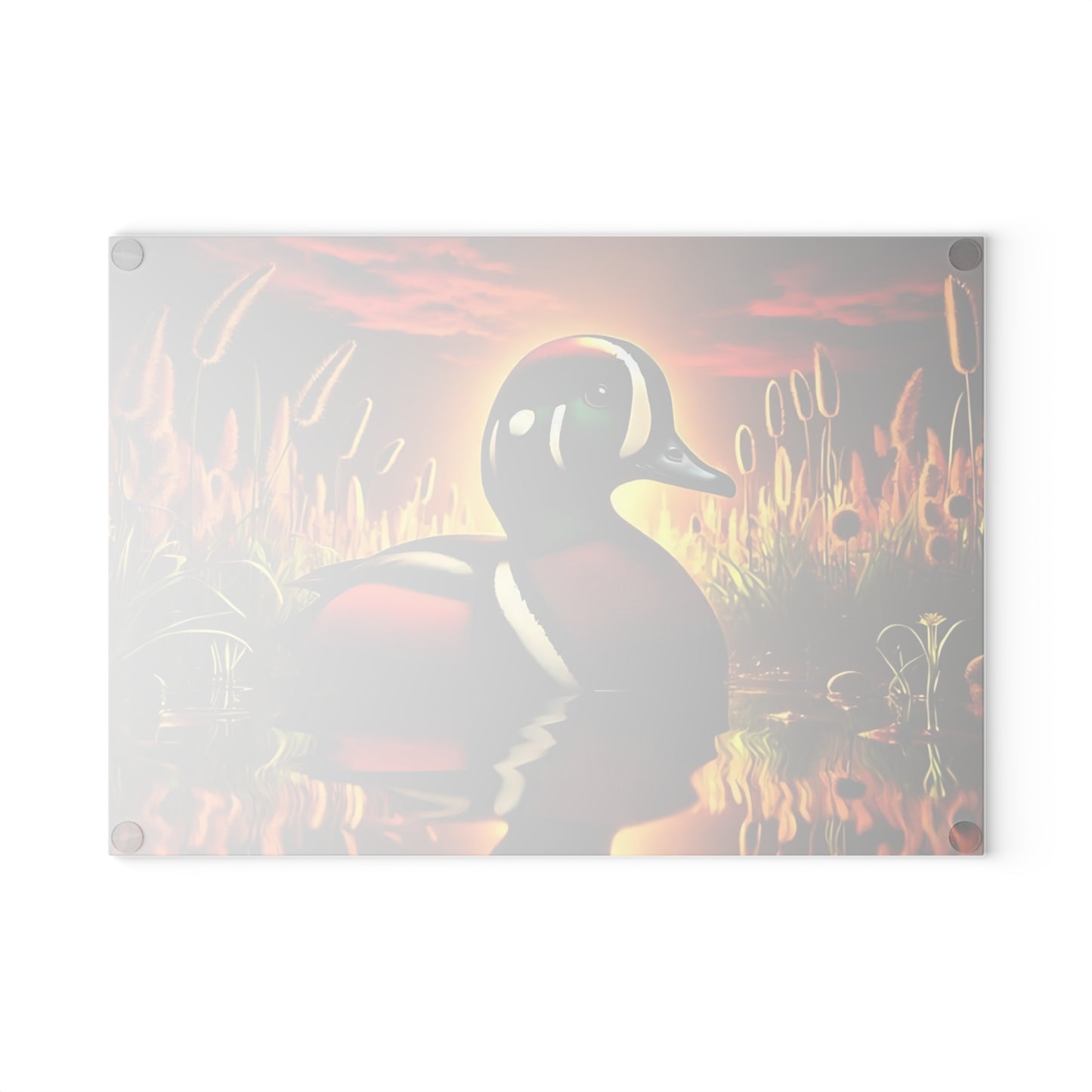 🦆 Sunset Marsh Duck Cutting Board – Vivid Waterfowl Charm for Rustic Kitchen Décor