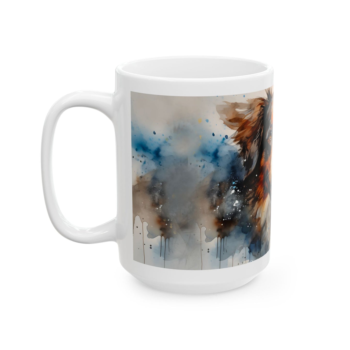 Taza de acuarela de pastor australiano: ¡una explosión de color y personalidad!