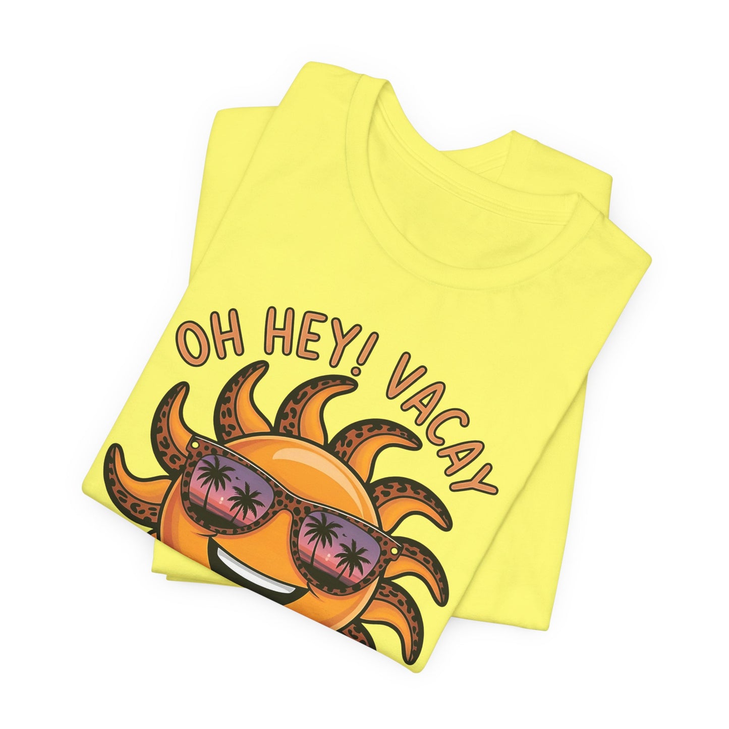 ☀️ ¡Hola! Camiseta de vacaciones – Sol sonriente con gafas de sol | Camiseta gráfica de verano para mujer