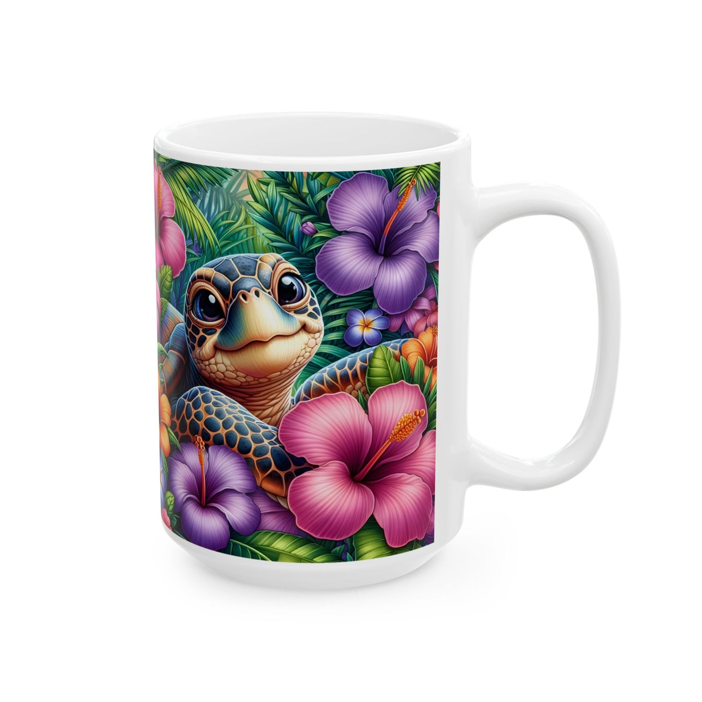 🌺🐢 Personalized Sea Turtle Hibiscus Mug – Tropical Island Coffee Cup 🌴☕