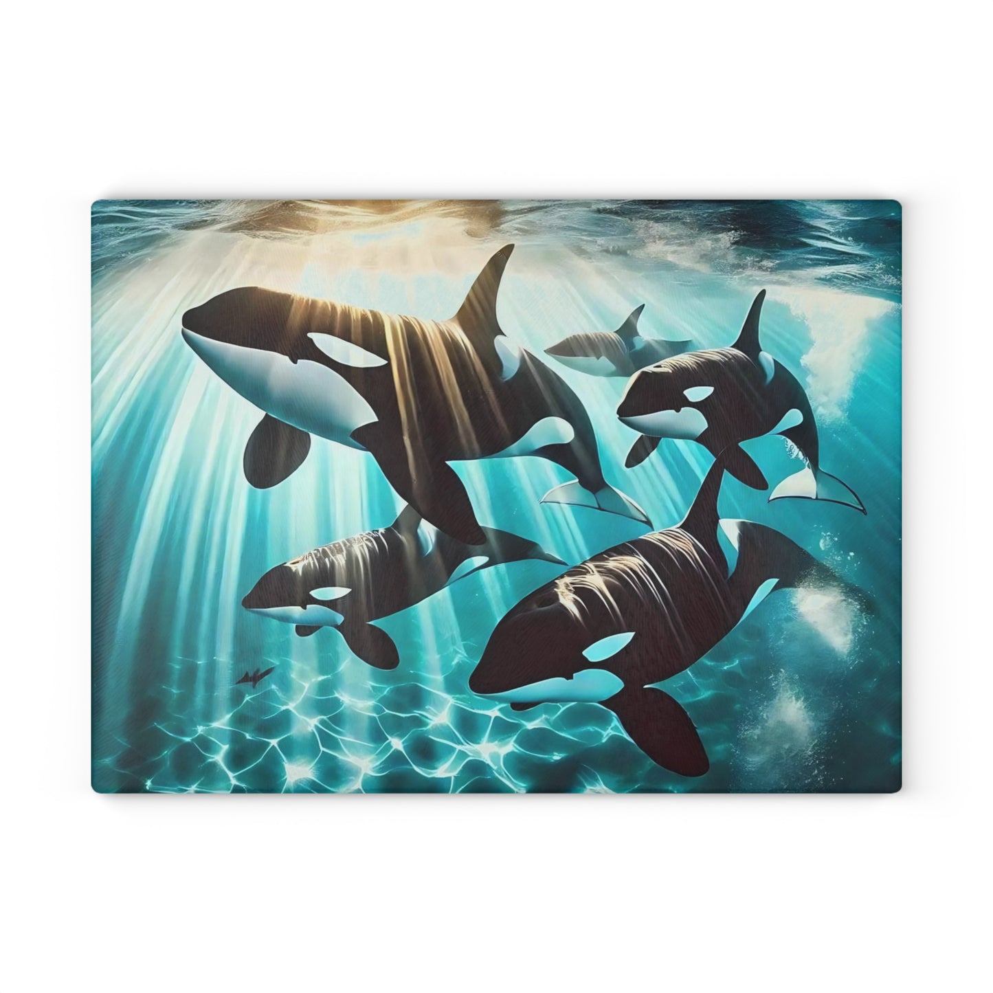 🐋✨ Orca Pod Cutting Board – Ocean Majesty for Your Kitchen 🌊