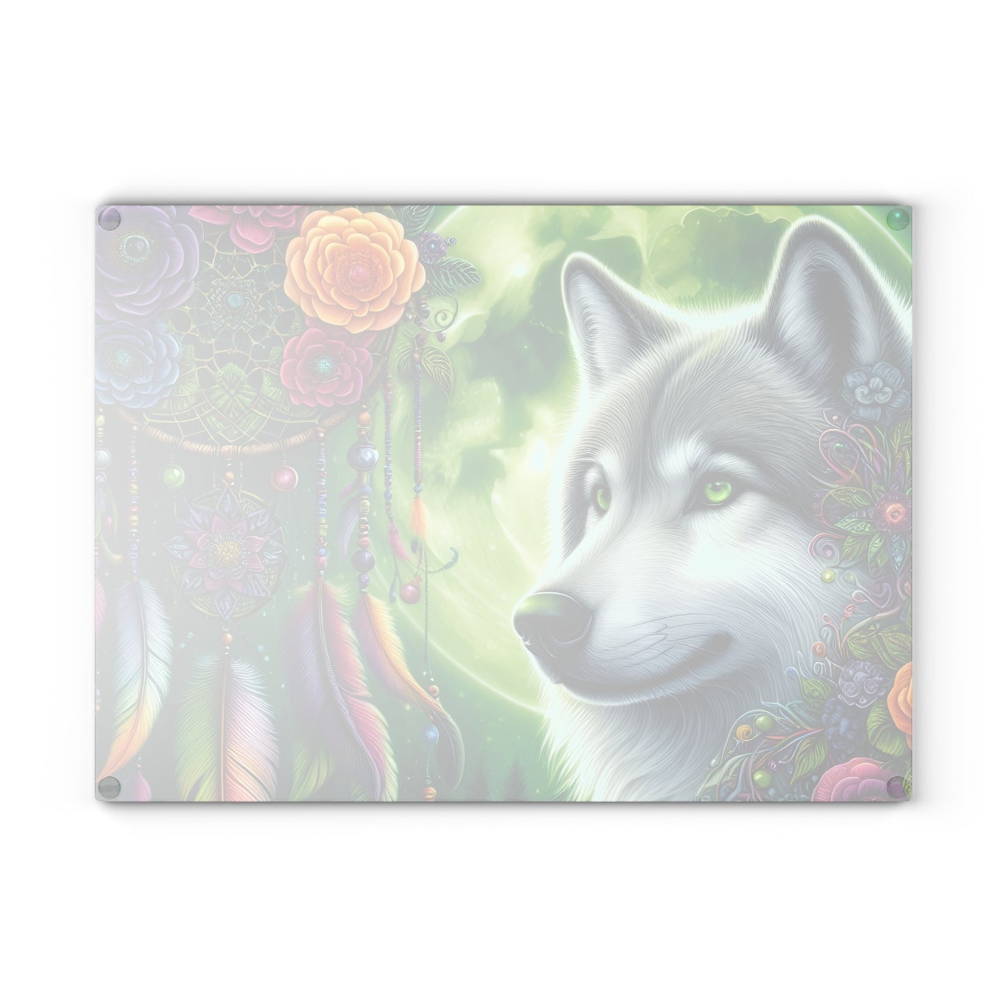 🐺🌙 Dreamcatcher Wolf Cutting Board – Mystic Beauty for Your Kitchen ✨