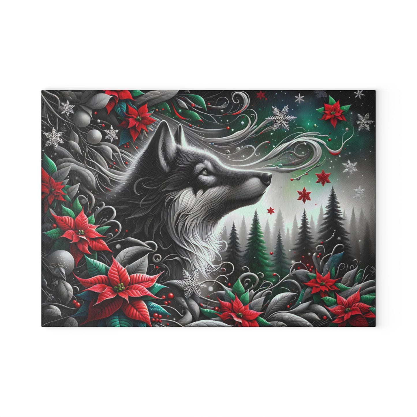 🐺❄️ “Moonlit Winter Wolf” Glass Cutting Board – Bold, Modern Wild Beauty for Your Kitchen