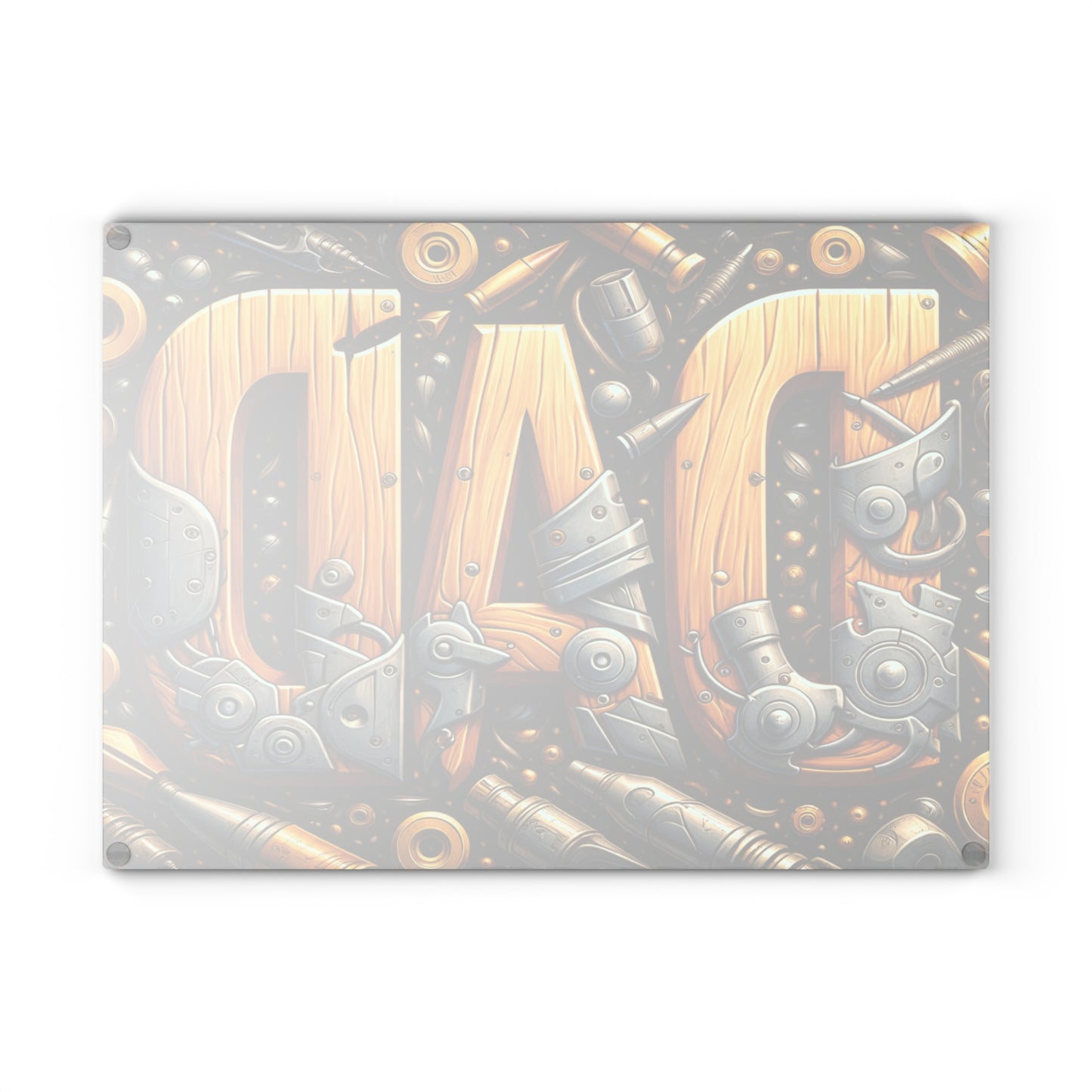 Dad Workshop Tribute Glass Cutting Board – Rustic Father’s Day Tool Art