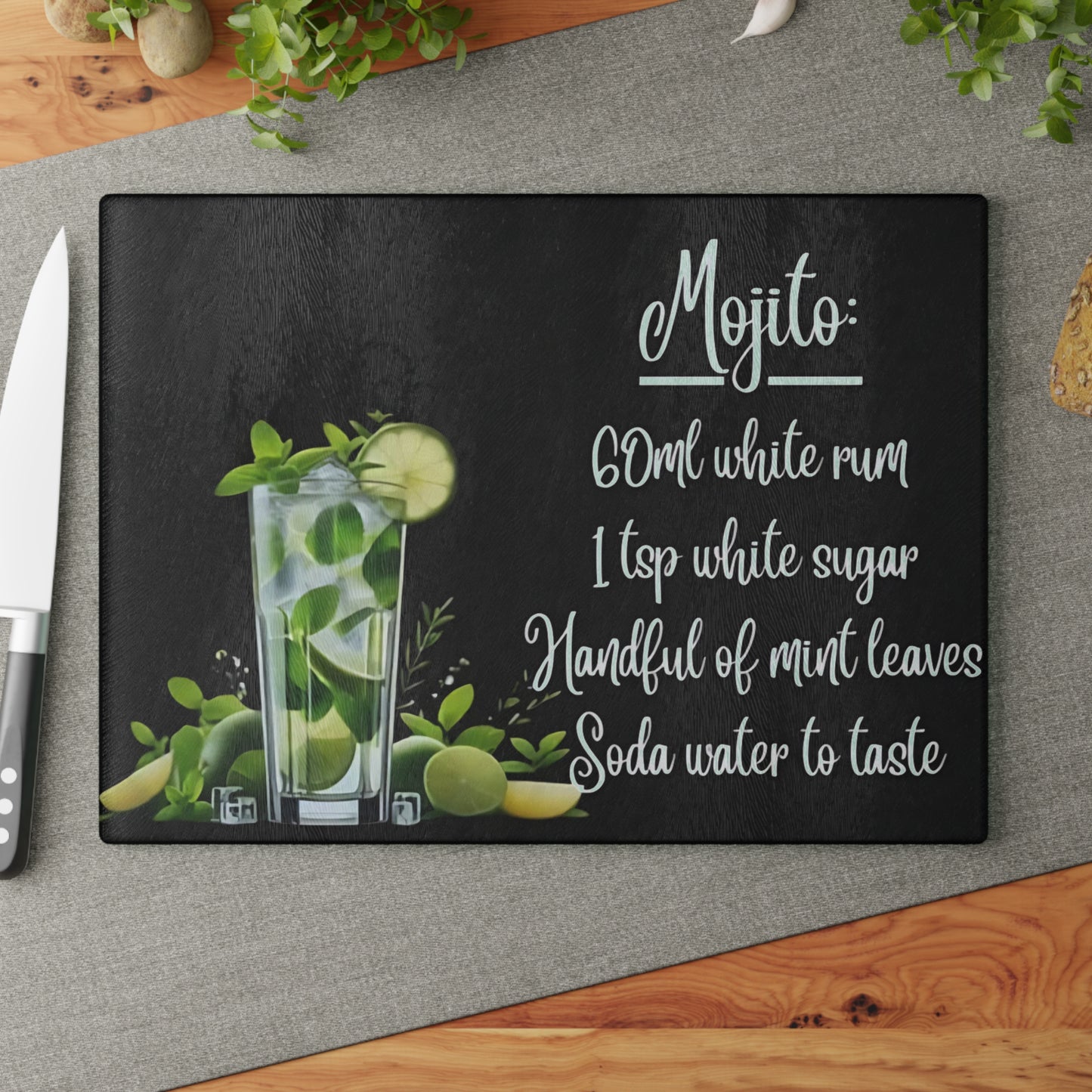 🌿 Mojito Recipe Cutting Board – A Fresh Twist for Your Kitchen or Bar Cart