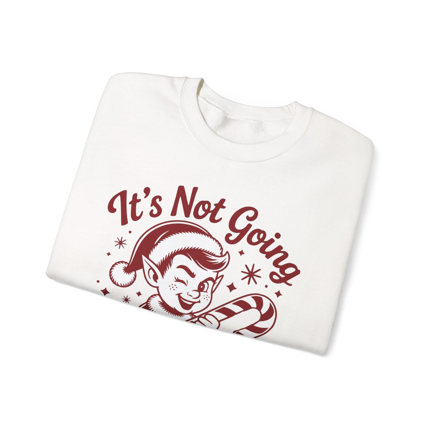 🍭😅 “It’s Not Going To Lick Itself” Men’s Funny Elf Sweatshirt – Bold Candy Cane Humor Crewneck