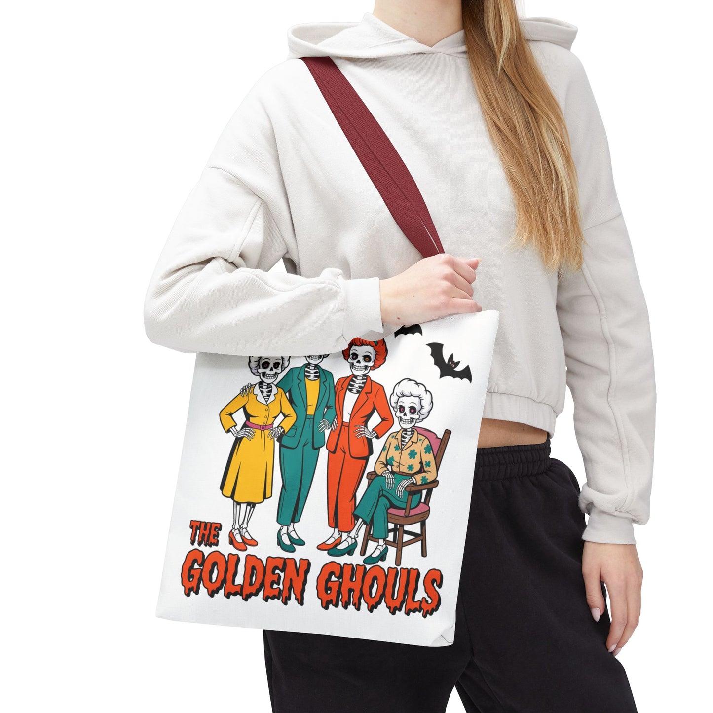 🖤 Retro Skeleton Squad Tote Bag – Spooky Chic Style for Halloween 👻👜