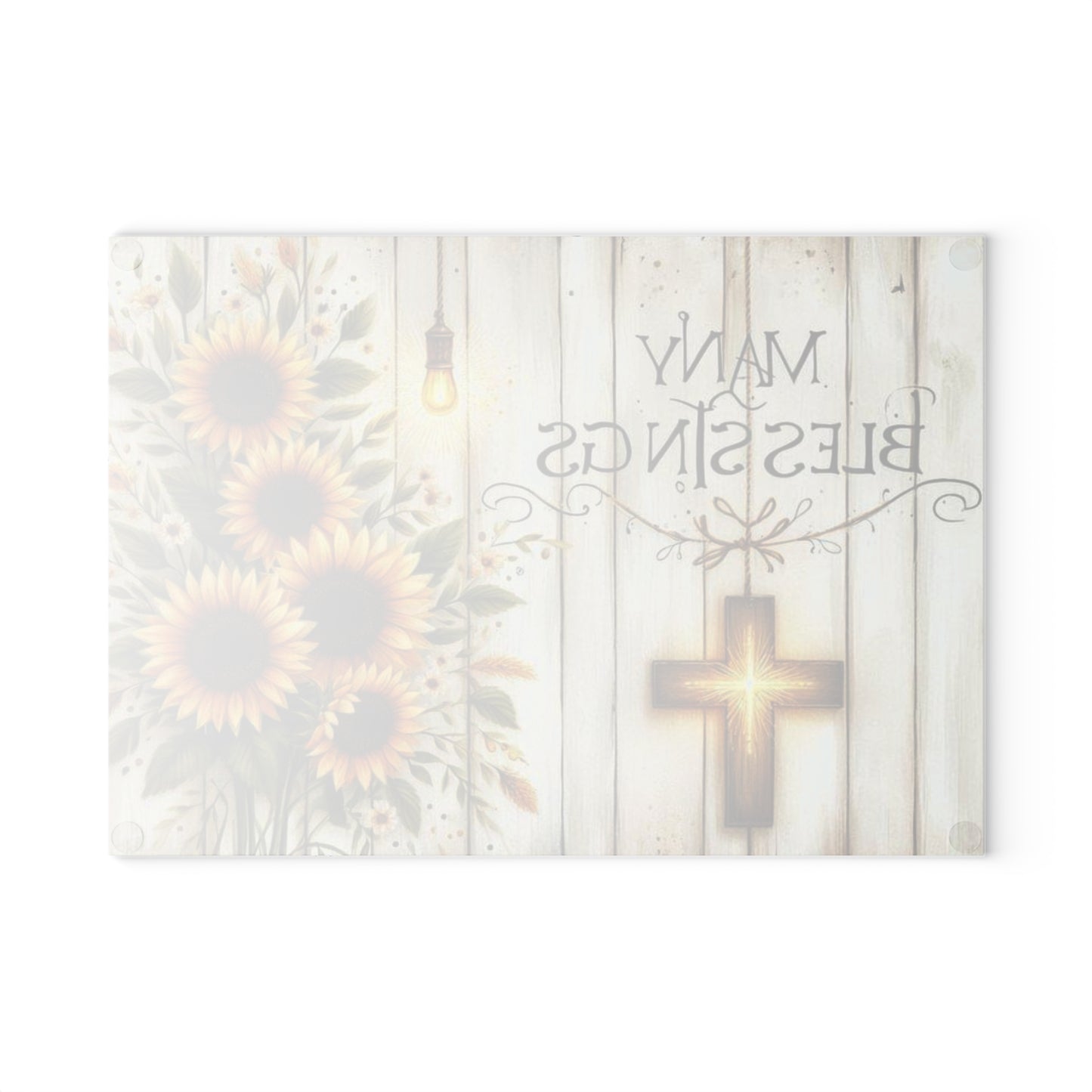 Tabla de cortar de vidrio inspiradora, regalo de Pascua, cruz y flores, ideal para regalar, decoración inspirada en la fe, decoración de cocina, regalos cristianos.