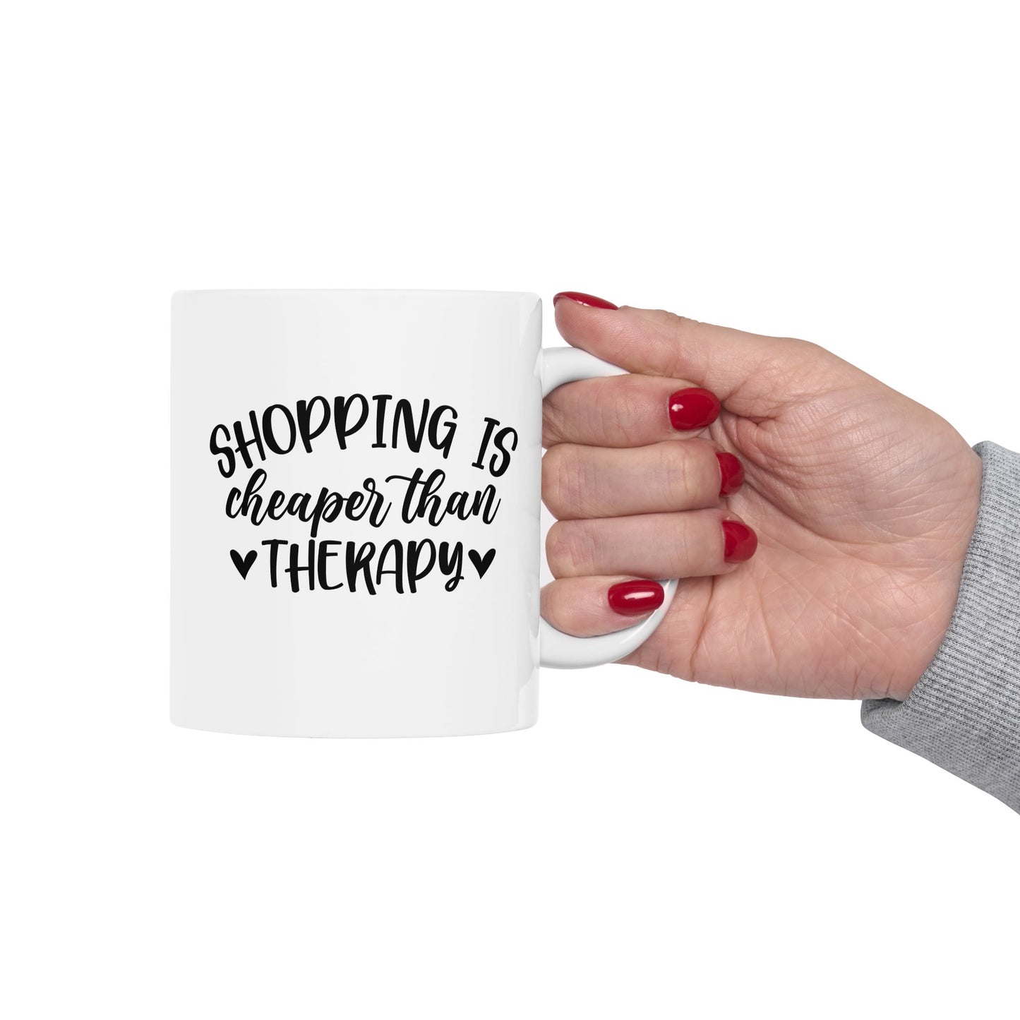 🛍️😂 Shopping Is Cheaper Than Therapy Mug – Funny Coffee Cup ☕💸