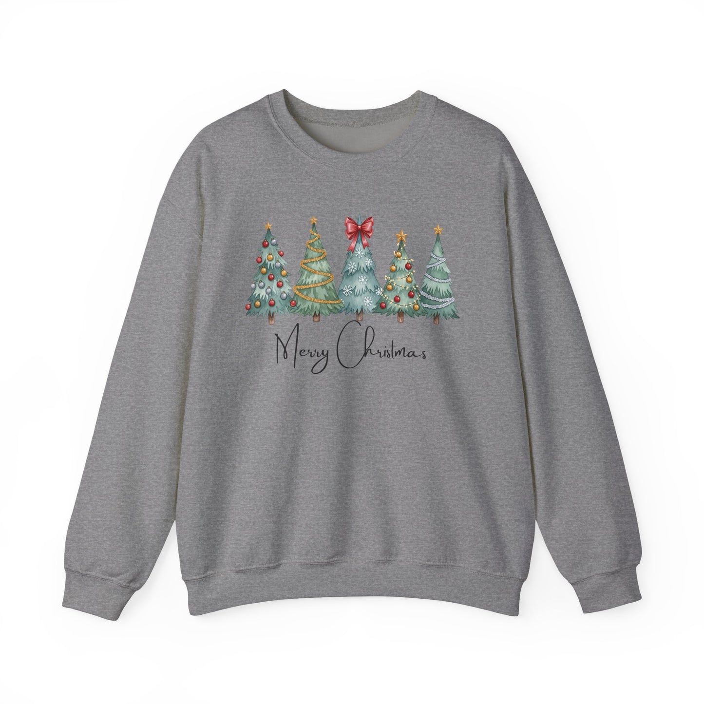 🎄✨ Merry Christmas Trees Sweatshirt – Bold Patterns & Festive Cheer