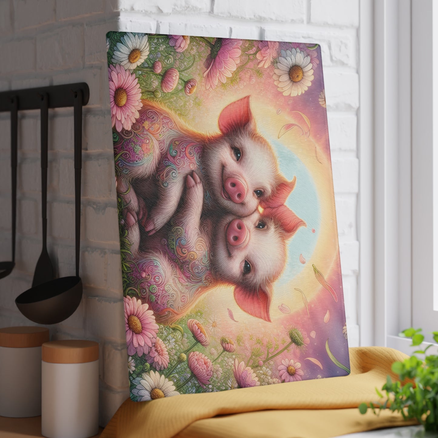 🐷🌸 Piglet Pals Cutting Board – Whimsical Farmhouse Charm for Your Kitchen 🌞