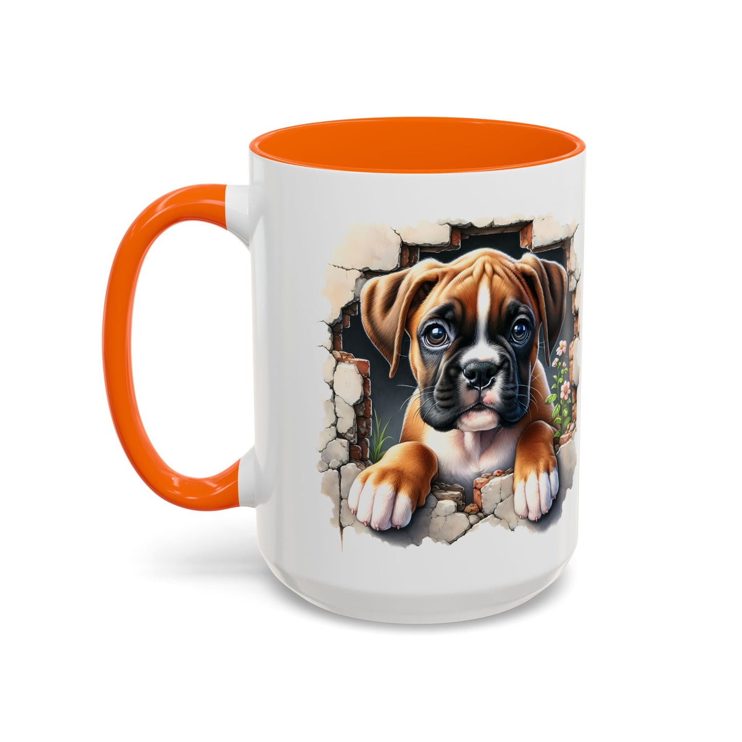 🐶☕ Boxer Puppy Peek Accent Mug – Adorable Dog Lover Gift ✨💛