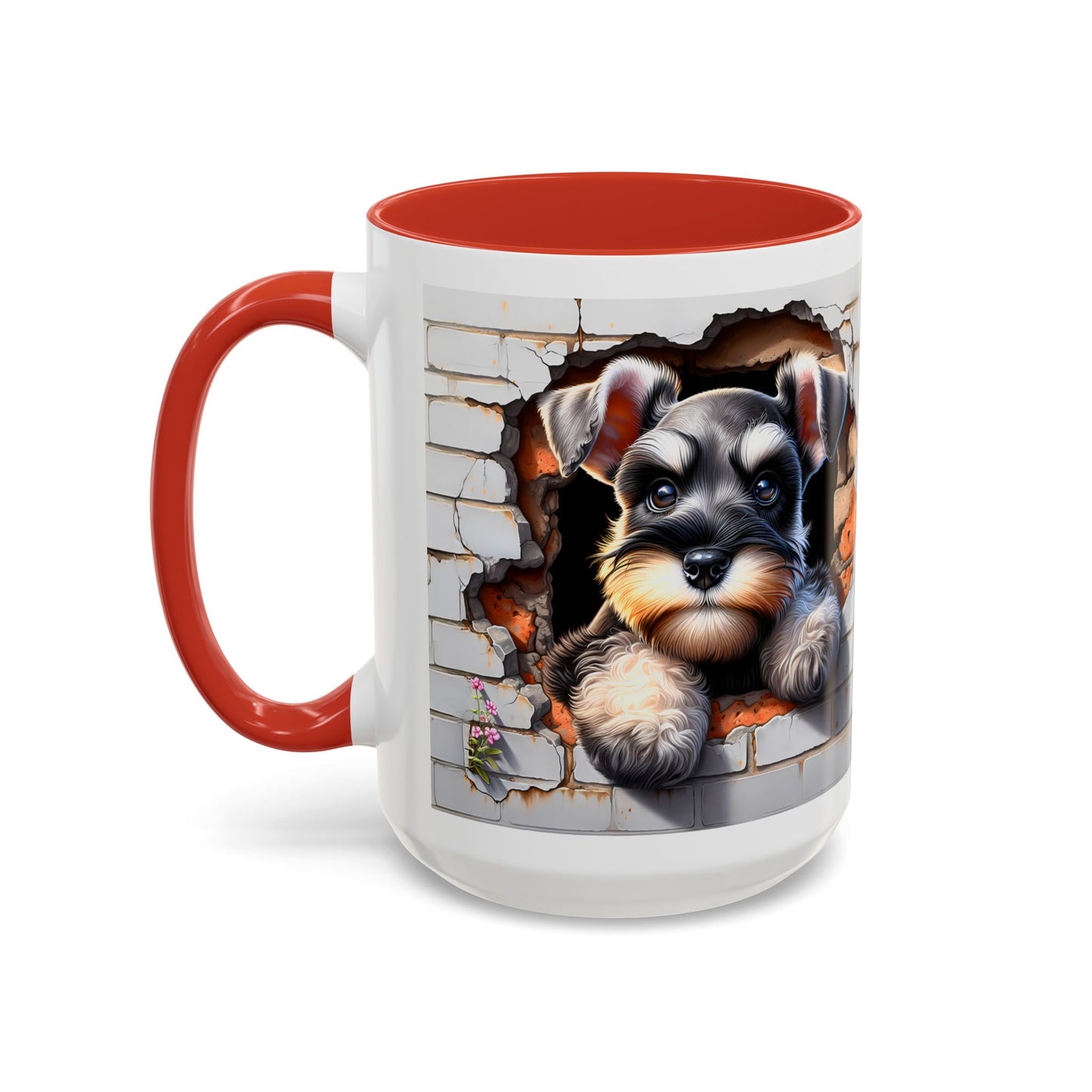🎀🐶 Schnauzer Puppy Accent Mug – Cute Peek-Through Dog Design for Animal Lovers ☕💖