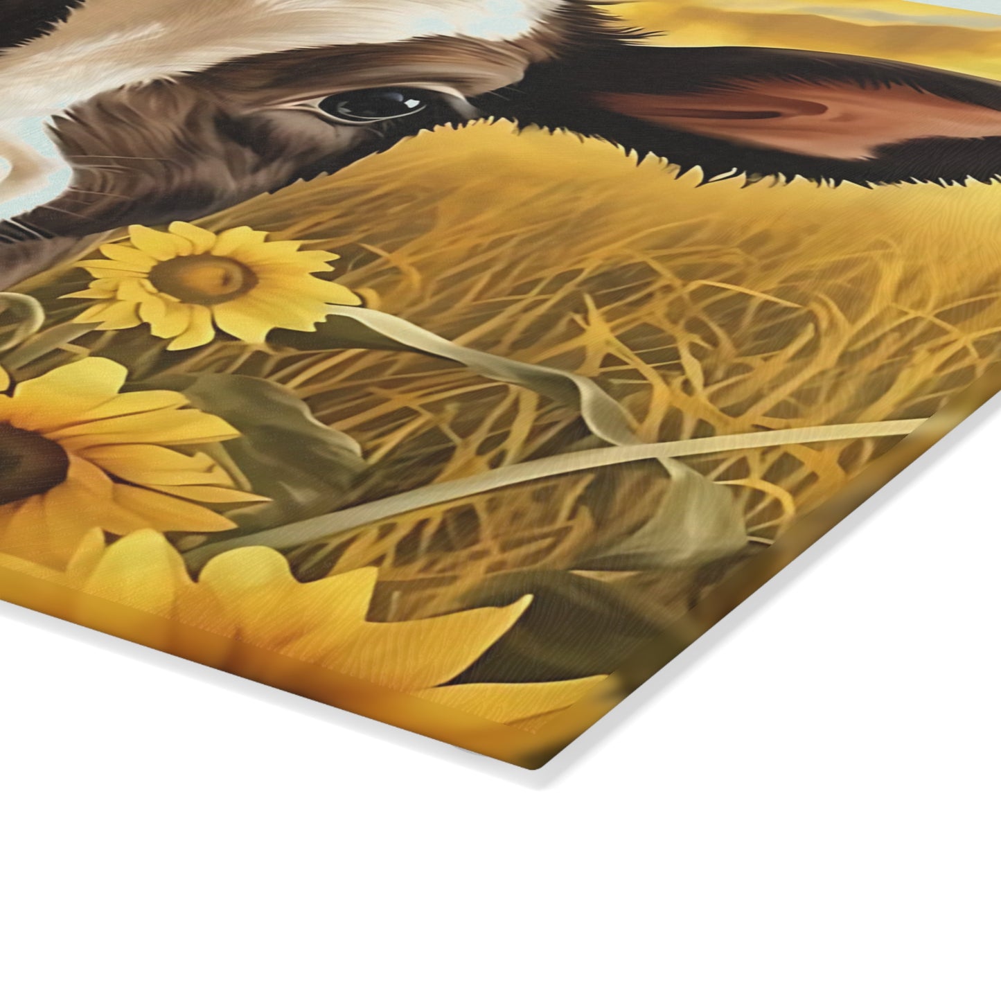 🐮🌻 Sunflower Calf Cutting Board – Rustic Farmhouse Beauty for Your Kitchen 🌾☀️