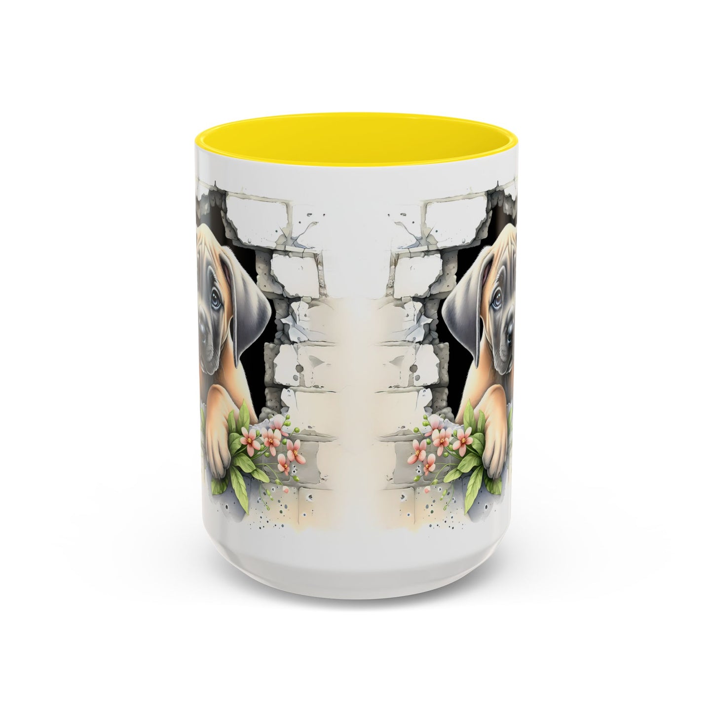 🐾 Great Dane Puppy Accent Mug – Sweet Peek-Through Puppy Design ☕💛