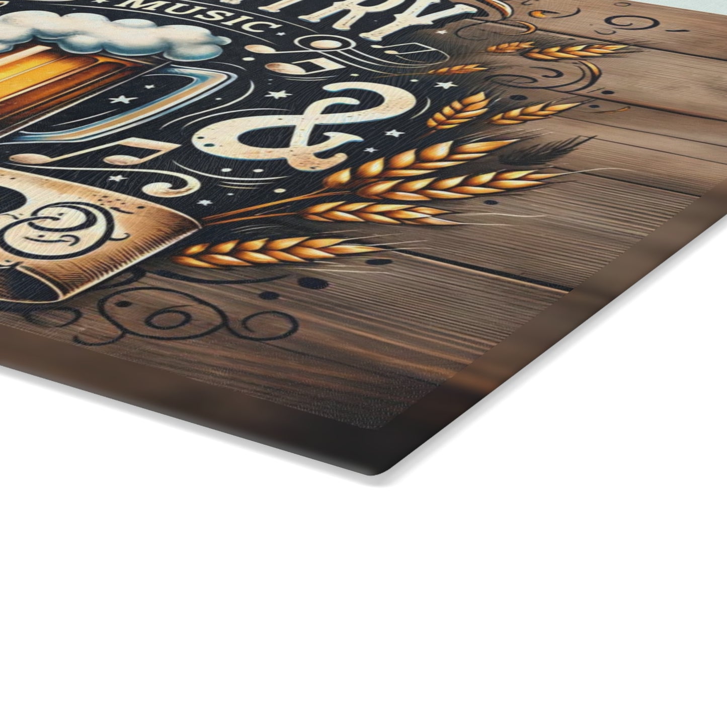 🍺🎸 Country Music & Beer Cutting Board – Rustic Pub Vibes for Kitchen & Bar 🌾🎶