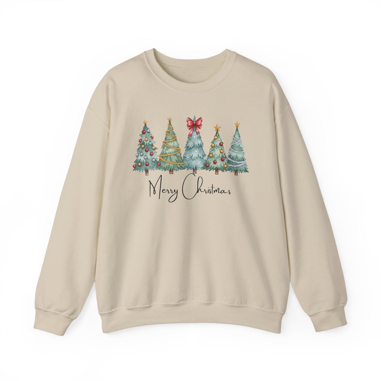 🎄✨ Merry Christmas Trees Sweatshirt – Bold Patterns & Festive Cheer