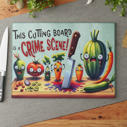 Tabla de cortar de vidrio para escena del crimen en la cocina: ¡Vegetales gritones y estilo asesino!
